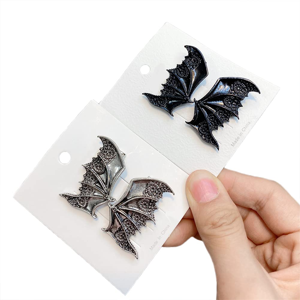 Vintage Bat Wing Hair Clips for Women & Girls - 4 Pack Halloween Hair Accessories | Perfect for Costume Parties, Cosplay & Gothic Fashion