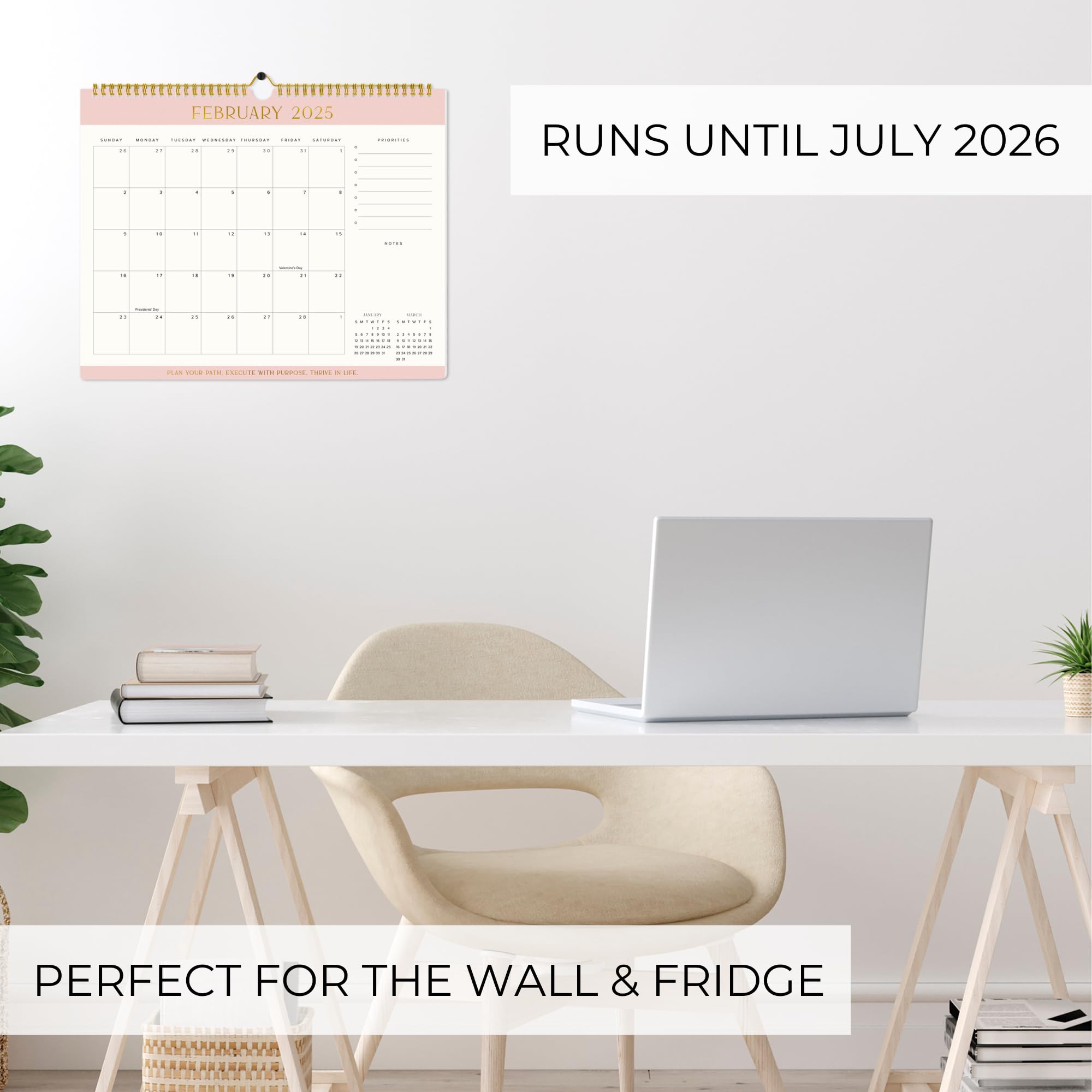 2025-2026 Aesthetic Wall Calendar | January 2025 - July 2026 | Stylish Wall Hanging Planner for Home & Office Organization | Perfect for Scheduling, Goal Tracking & Home Decor