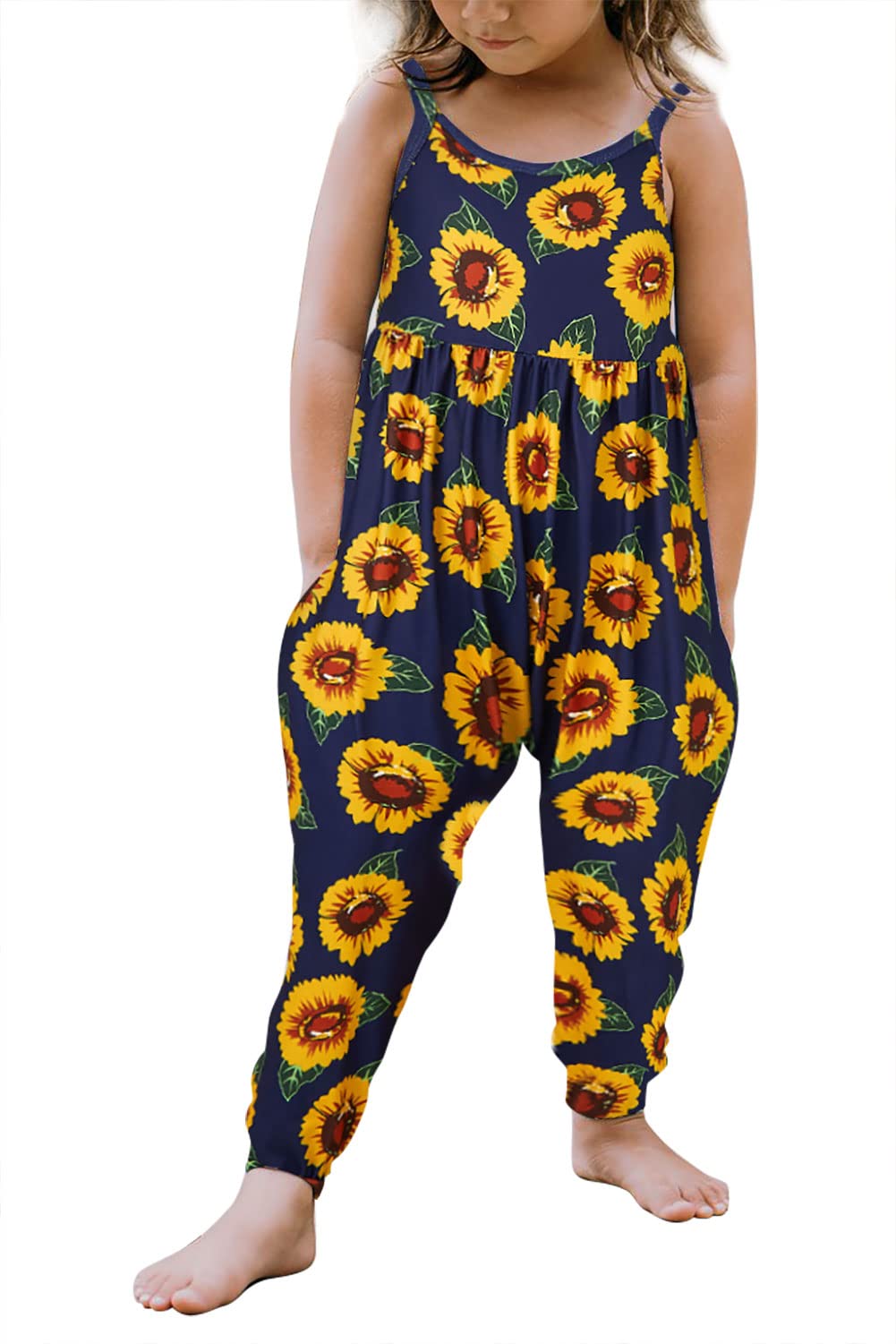 Toddler Girls Floral Dinosaur Jumpsuit - Cute One-Piece Romper with Adjustable Straps for Summer Playtime | Perfect for Outdoor Activities, Playdates & Casual Wear