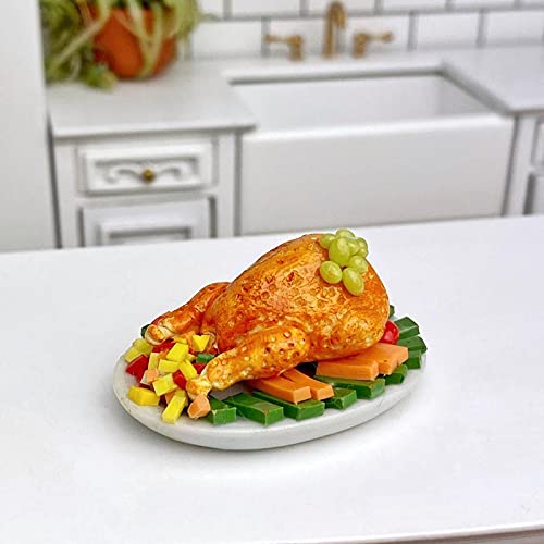 Miniature Roast Chicken for Dollhouse - Realistic 1:12 Scale Mini Food - Perfect for Dollhouse Accessories, DIY Crafts, and Collectibles
