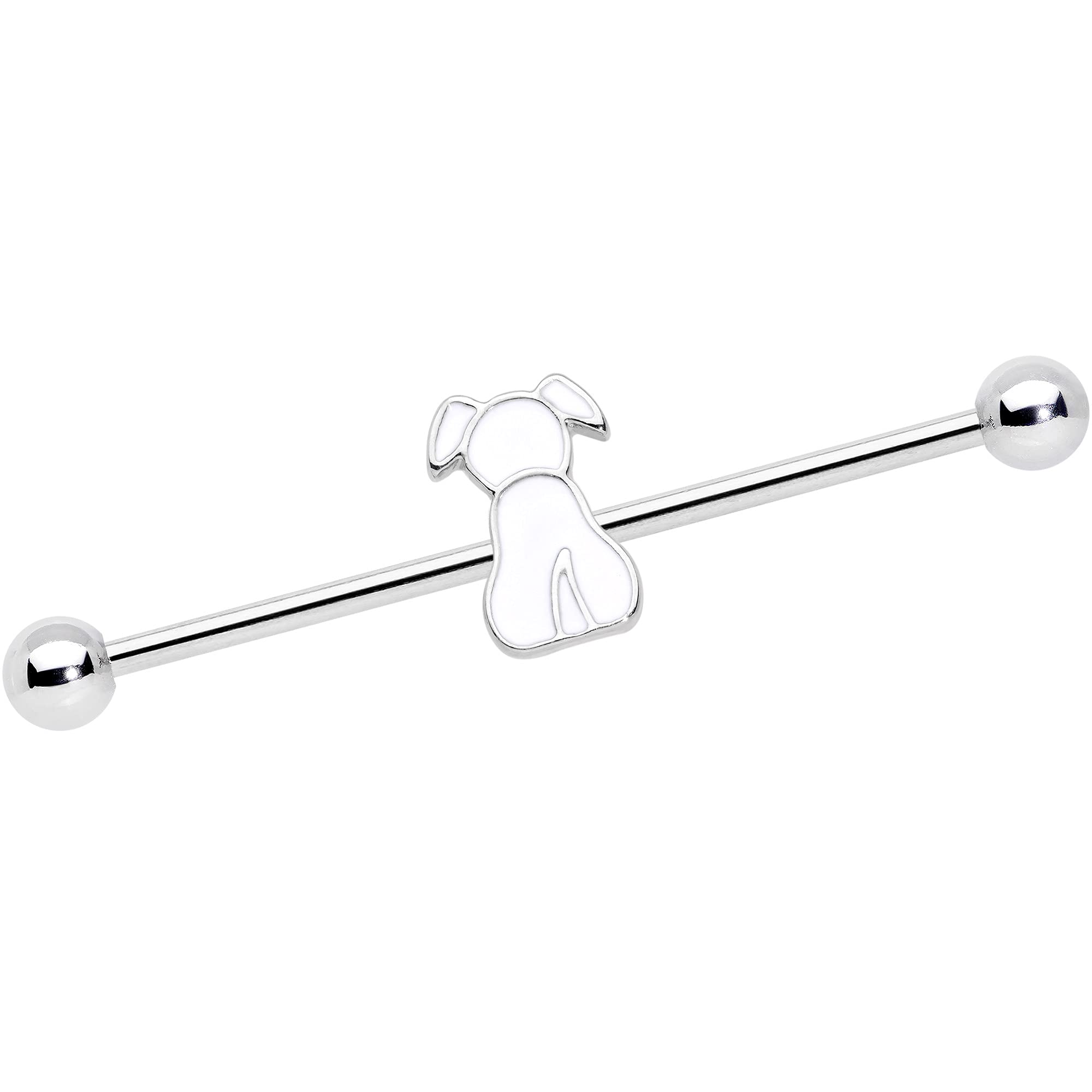 Body Candy Women's 14G Stainless Steel Helix Cartilage Earring - Sitting Dog Industrial Barbell 1 1/2
