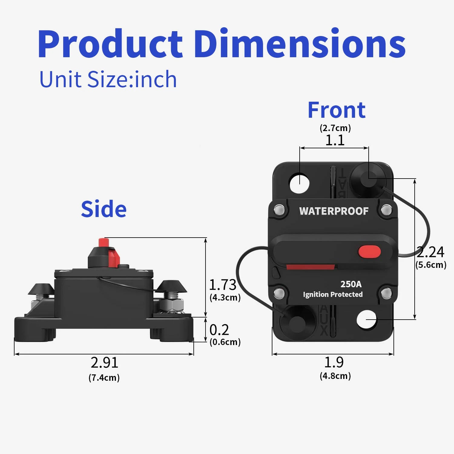 250A Circuit Breaker - High Amp DC Circuit Protection for Solar, RV, Marine & Industrial Use | Heavy Duty Electrical Safety Switch