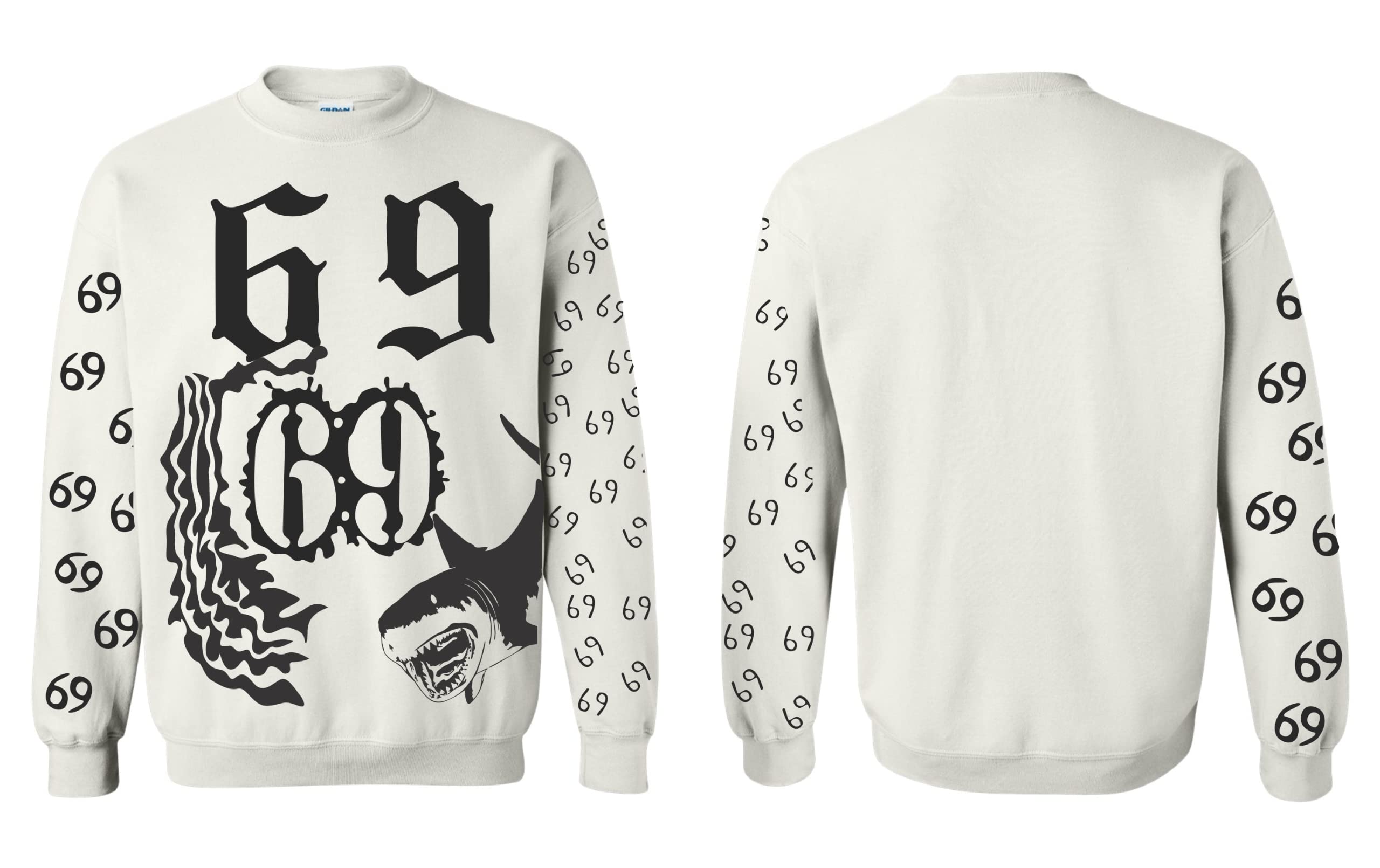 ALLNTRENDS 69 Tattoos Graphic Print Crewneck Sweatshirt for Men & Women - Trendy Streetwear Fashion for Casual Outfits, Parties & Urban Lifestyle