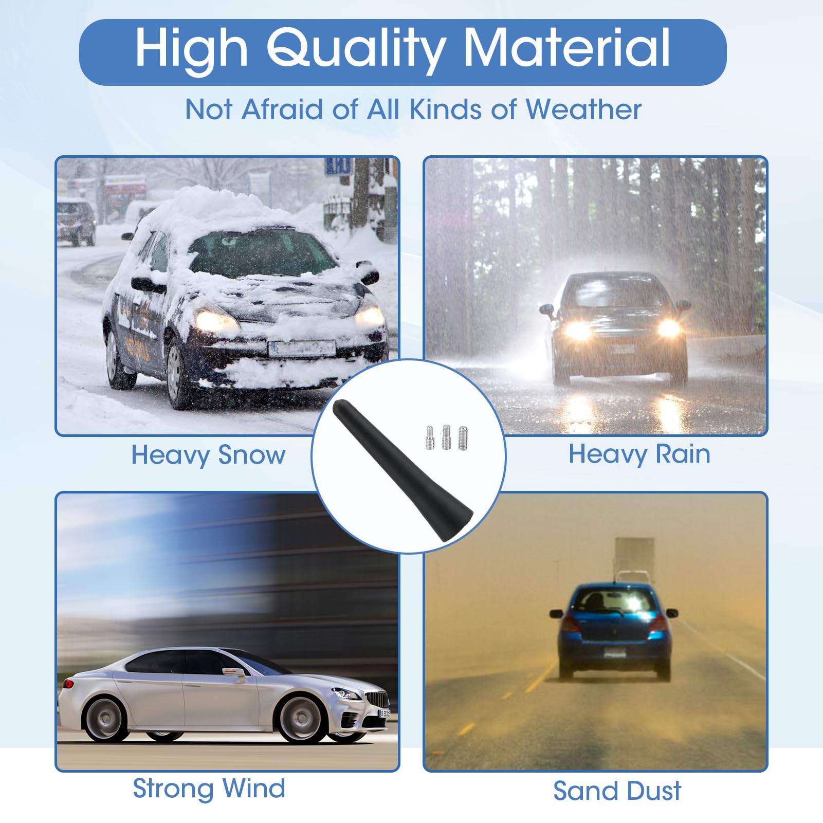 6.5cm Mini Universal Short Car Antenna - FM/AM Radio Reception with M4/M5/M6 Screws - Compatible with All Car Models, Trucks & Vehicles | Compact Design for Improved Signal & Stylish Look