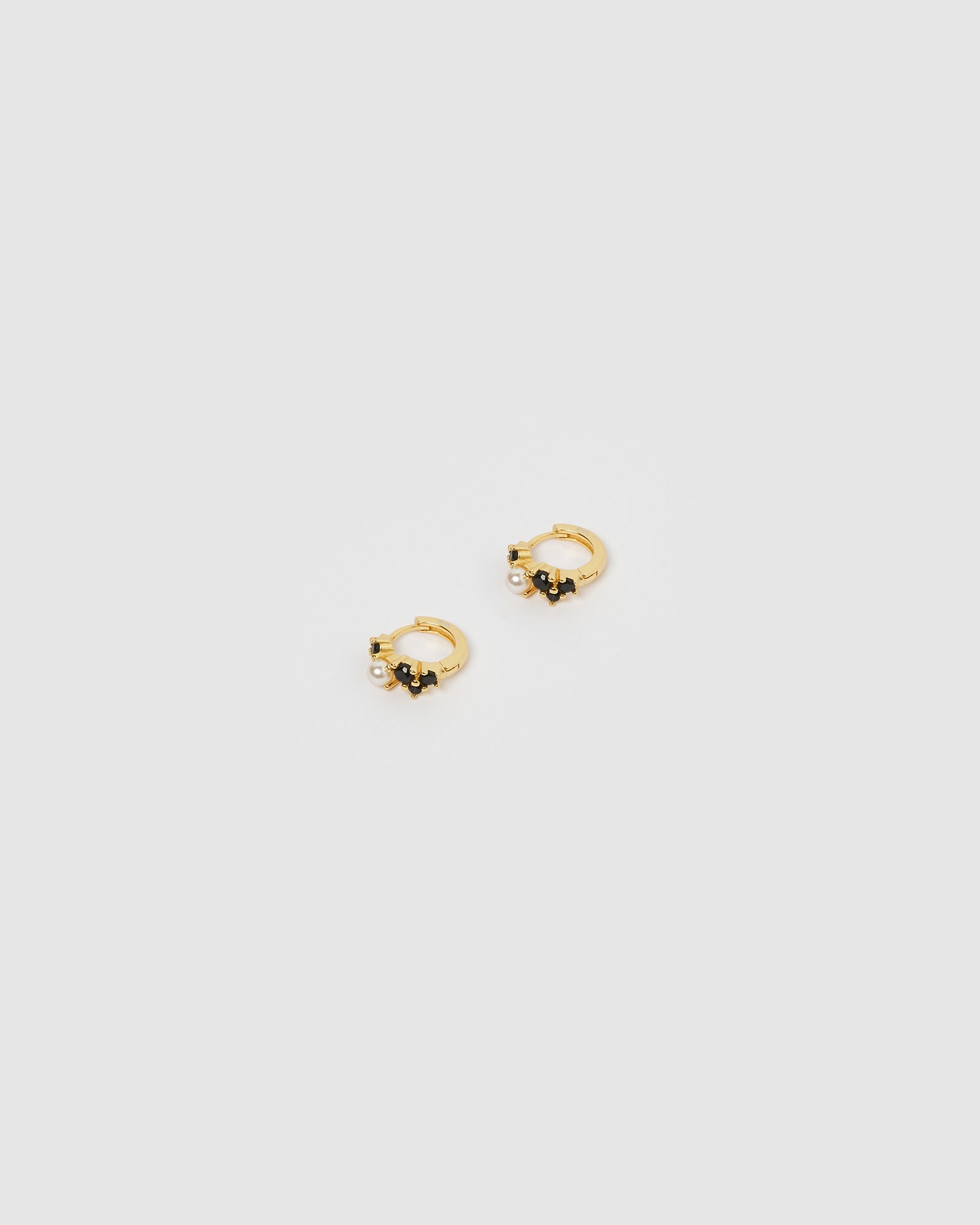 Izoa Carina Huggie Earrings - 14K Gold Plated Black Hoop Earrings for Women, Minimalist Everyday Jewelry Gift for Her | Perfect for Work, Date Night & Special Occasions