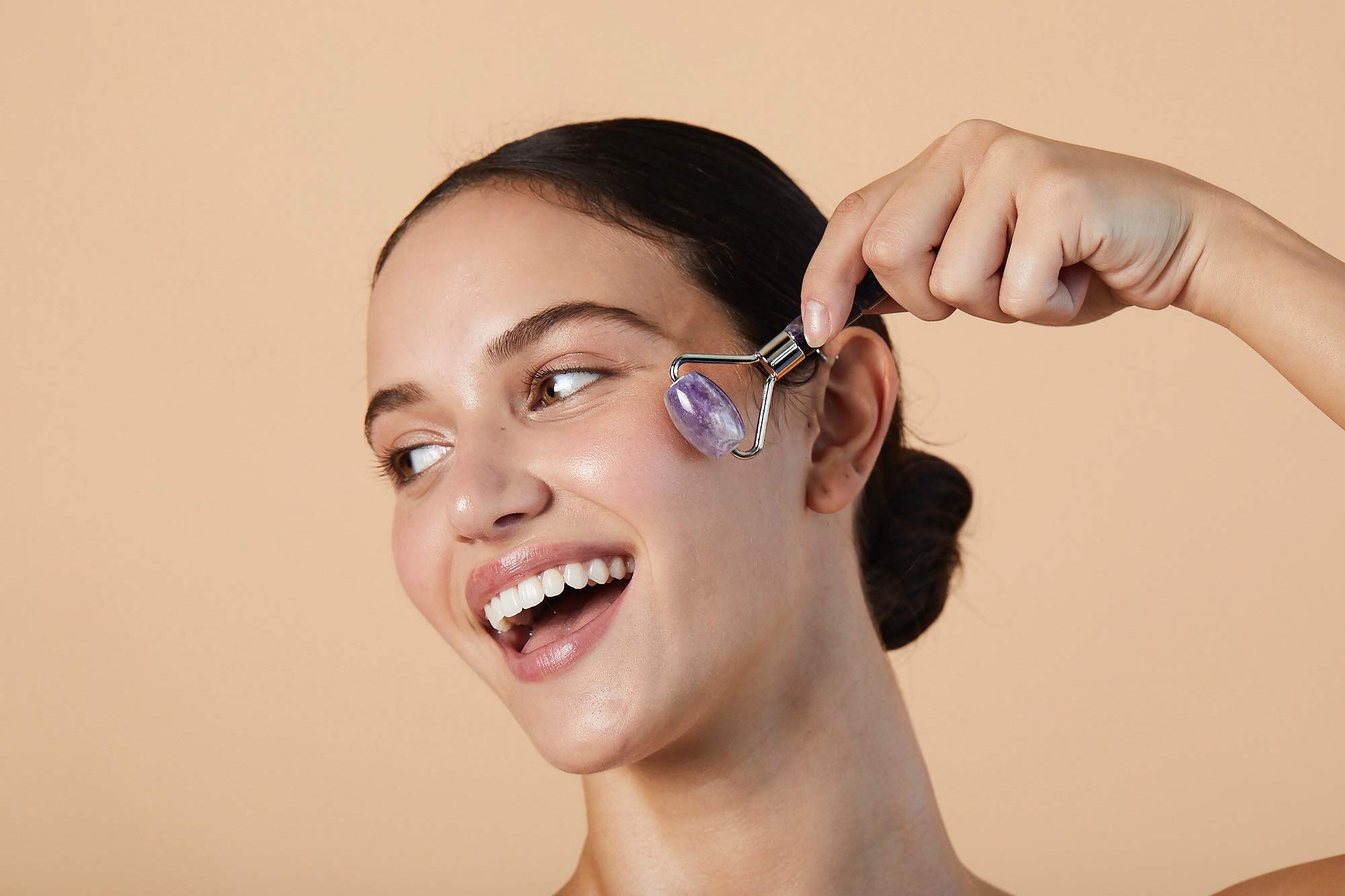 Amethyst Facial Roller for Wrinkles & Anti-Aging - Skin Care Massager for Face Lift & Relaxation