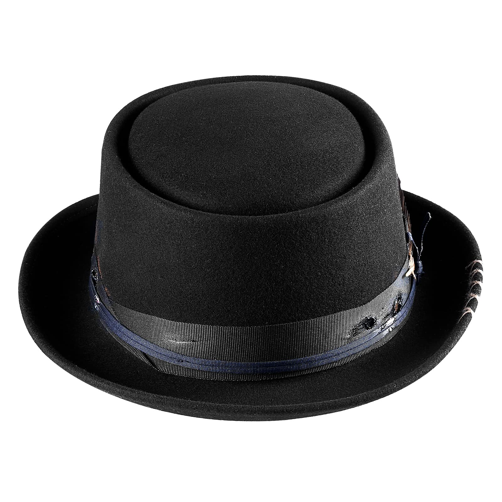 RUEDIGER 100% Wool Felt Wide Brim Fedora Hat for Men & Women - Distressed/Burned Handmade Panama Rancher Hat with Lightning Logo | Perfect for Outdoor Adventures, Country Music Festivals & Western Fashion
