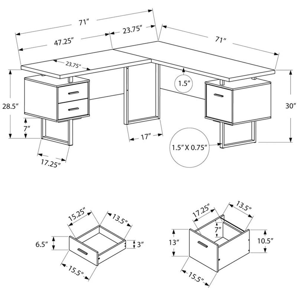 Reversible L-Shaped Corner Computer Desk in White & Black - Space-Saving Home Office Desk for Small Rooms & Gaming Setups | Pemberly Row