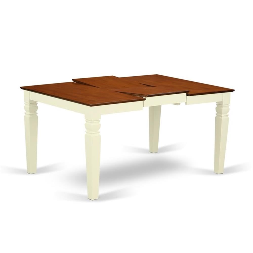 East West Furniture 7-Piece Dining Room Set - 42x60 Inch Rectangle Kitchen Table with Butterfly Leaf & 6 Chairs, Buttermilk & Cherry Finish - Perfect for Family Meals, Dinner Parties & Small Space Dining Rooms