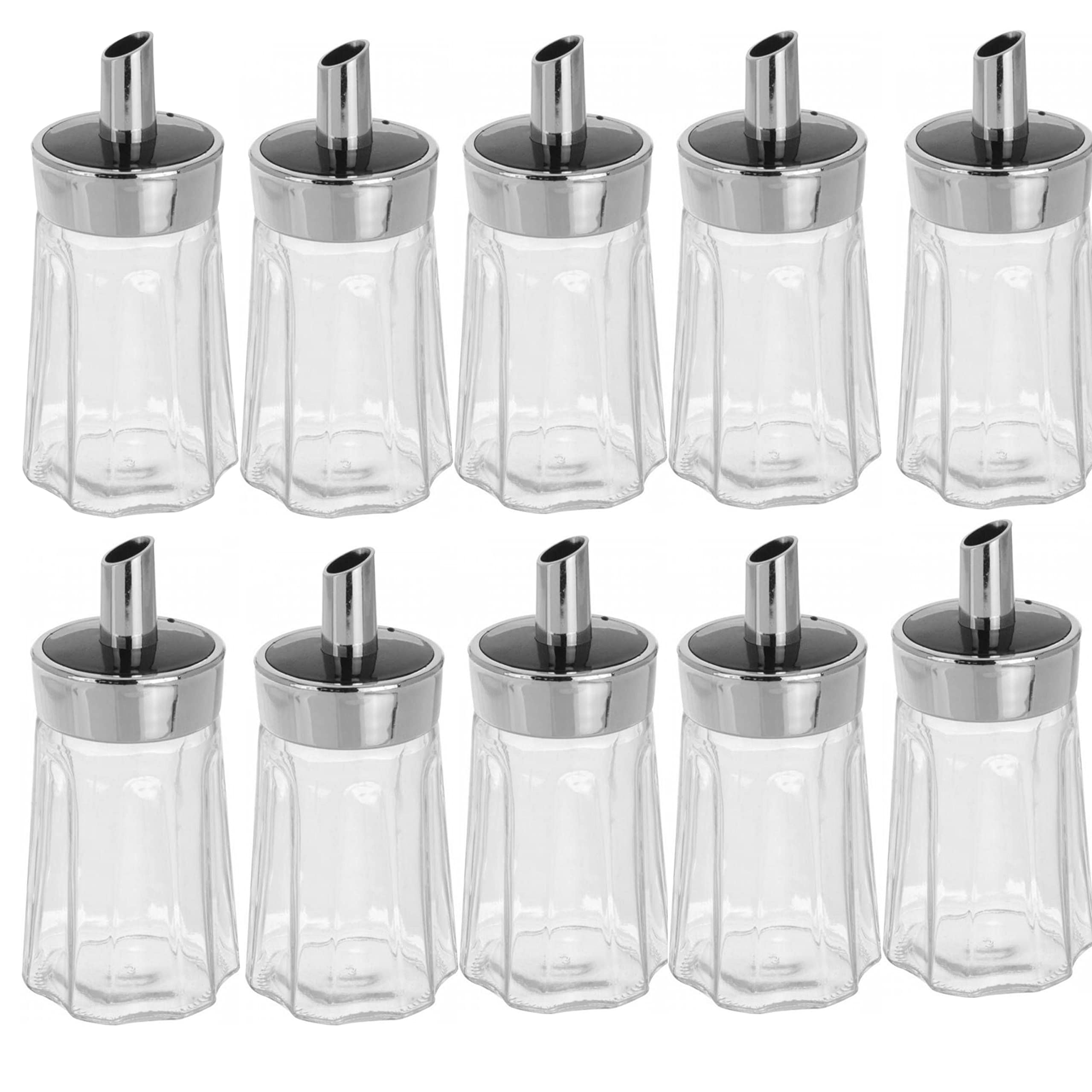 Vintage Glass Sugar Bowl Dispenser Set of 12 - Retro Sugar Pourer with Lid, Decanter for Coffee & Tea - Perfect for Cafe, Bistro, Restaurant & Home Kitchen Use