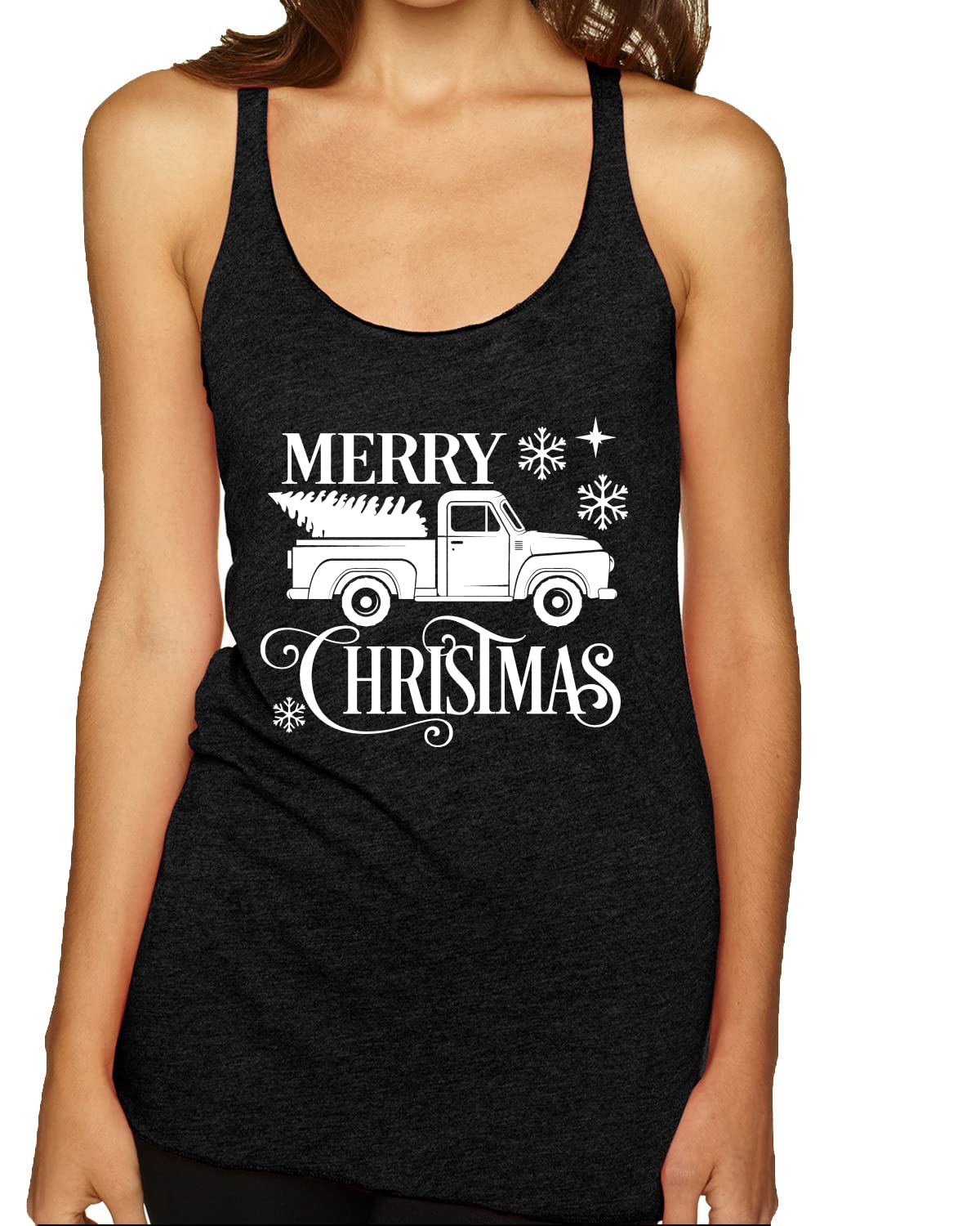 Merry Christmas Tree Delivery Tri-Blend Racerback Tank Top - Festive Holiday Apparel for Christmas Parties & Family Gatherings