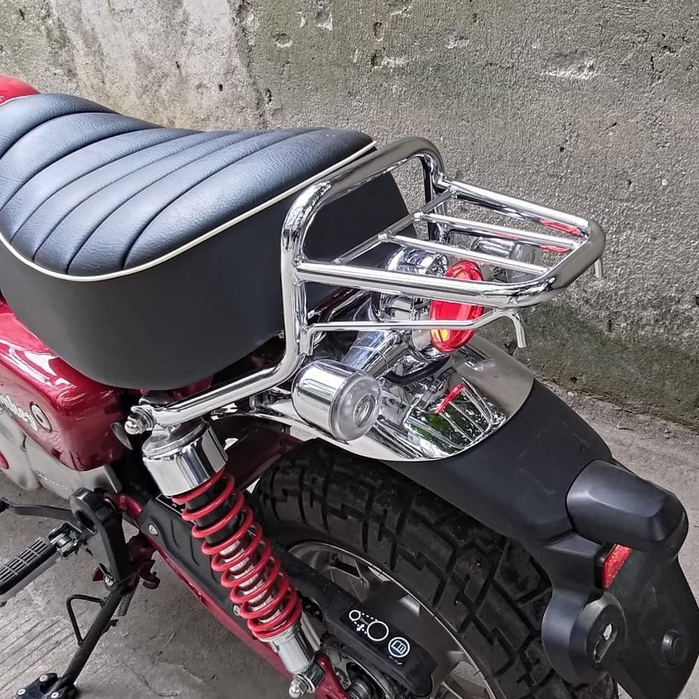 Chrome Motorcycle Steel Rear Carrier Luggage Rack for Honda Monkey 125/Z125 - Heavy Duty Bike Cargo Rack for Touring, Commuting & Adventure Riding