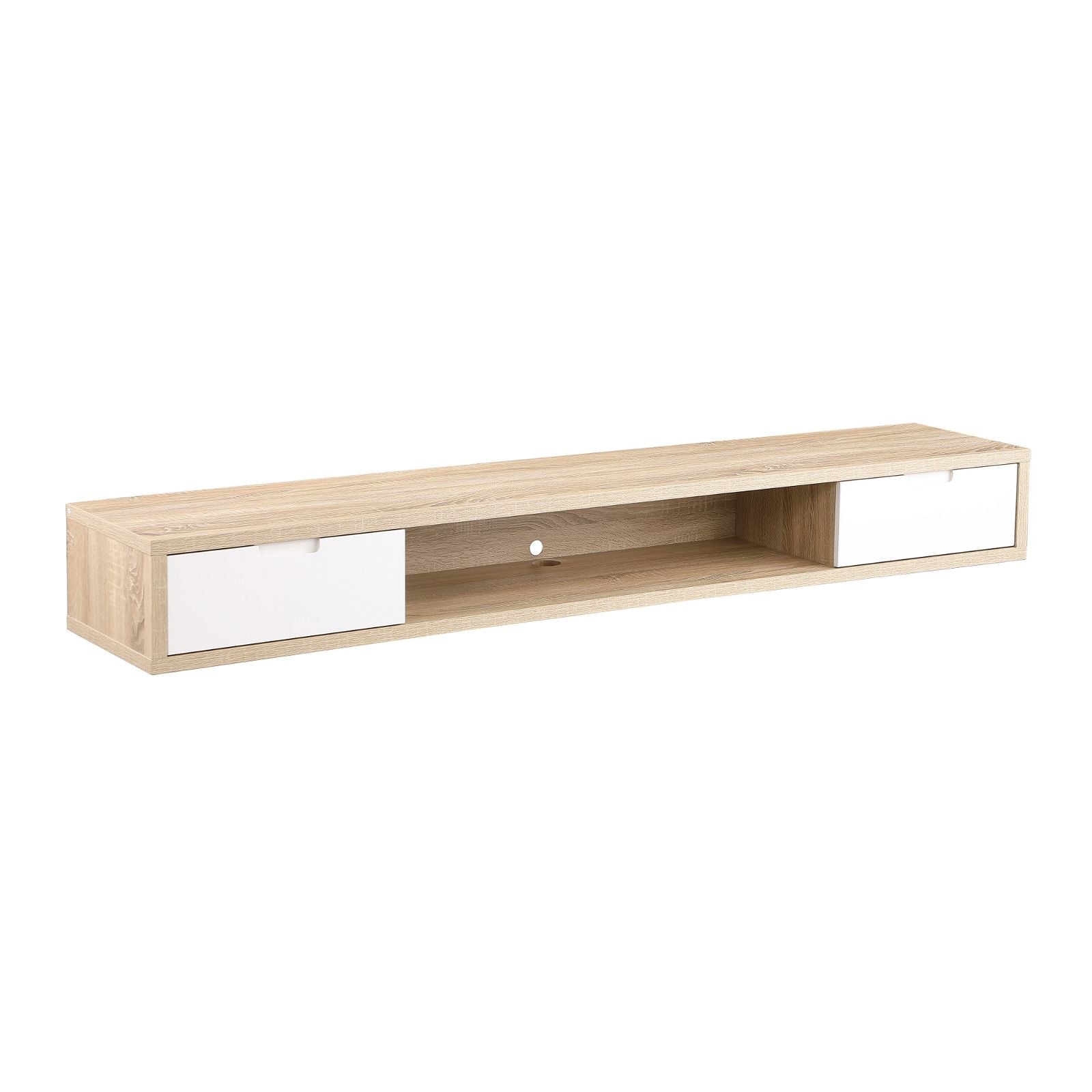 Modern Oak Wall Mount TV Stand - 2000mm Wide Entertainment Center with Storage Shelves | Perfect for Living Room, Bedroom & Home Theater Setup