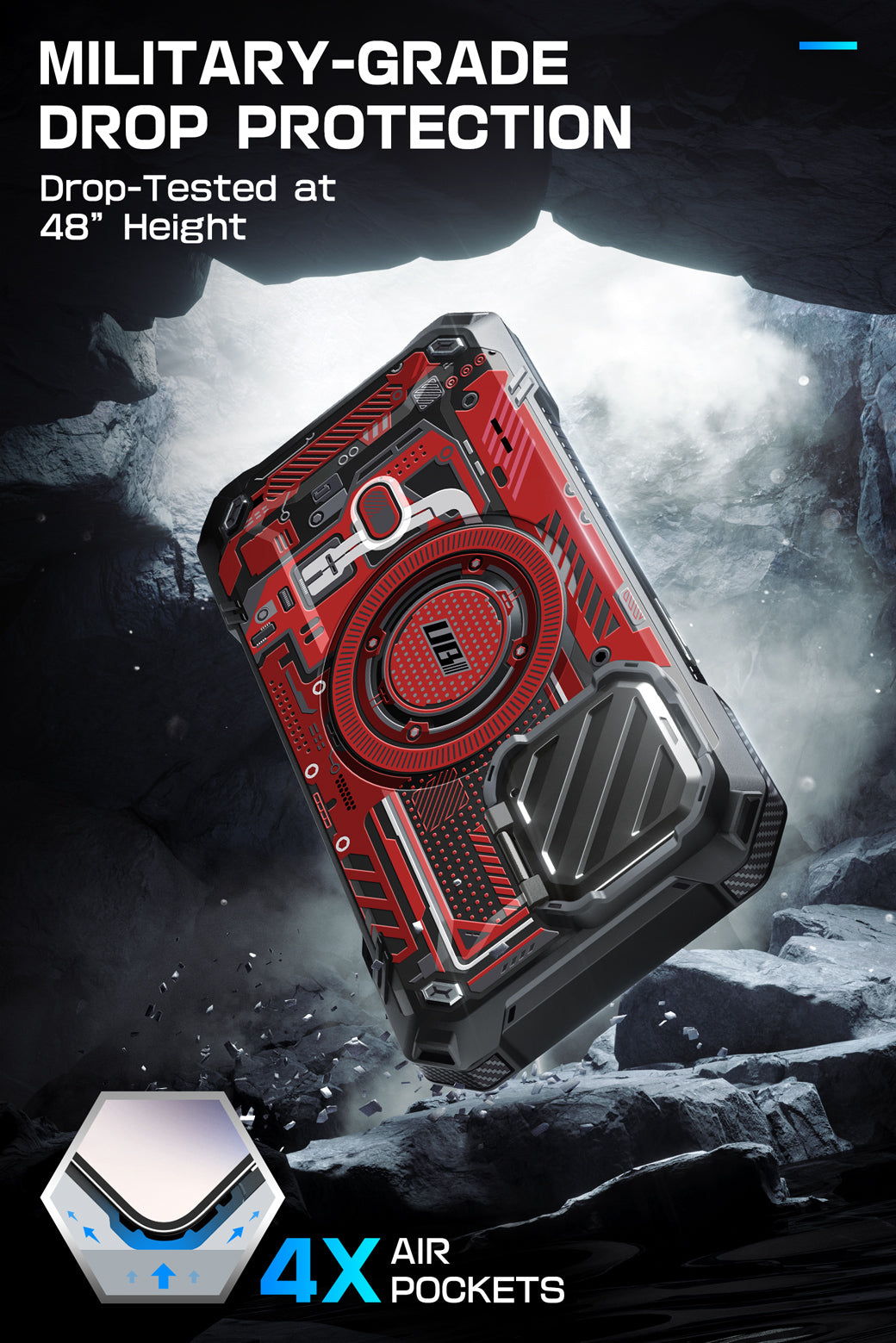 iPhone 15 Pro Max 6.7 Inch Unicorn Beetle MAG XT MagSafe Case - Red Circuit | Shockproof & Magnetic Protection | Perfect for Outdoor Adventures & Daily Use