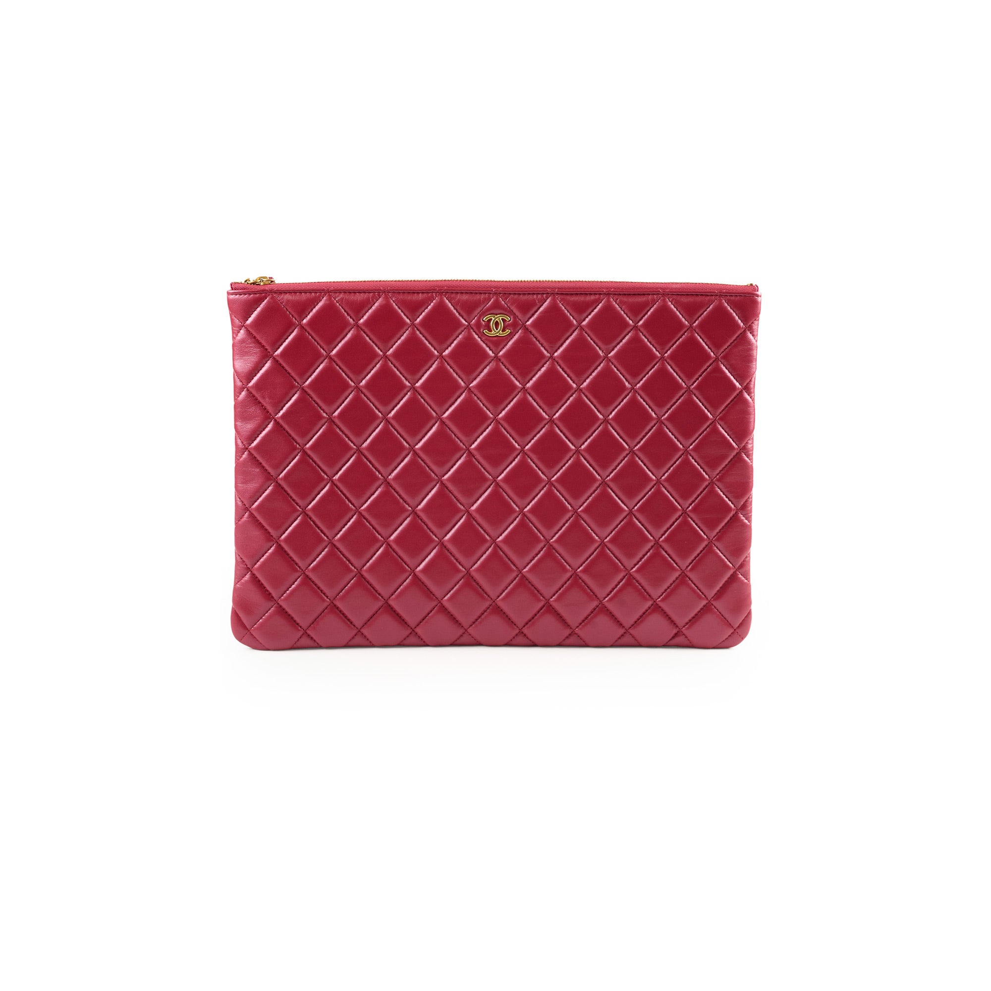 Chanel Red Lambskin O Case Clutch Bag - Luxury Designer Crossbody Wallet for Women | Perfect for Evening Parties, Date Nights & Special Occasions