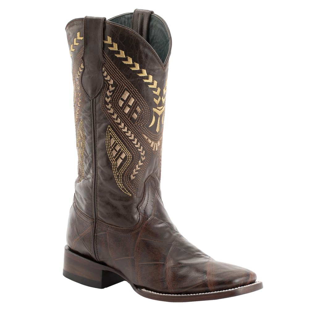 Men's Genuine Leather Western Cowboy Boots - Comfortable & Stylish for Rodeo, Country Dance & Outdoor Riding