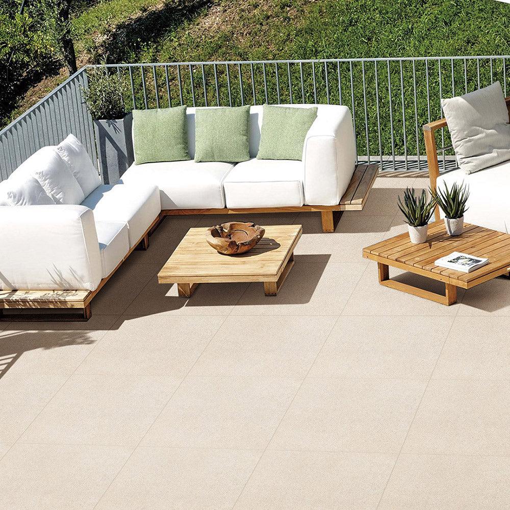 Premium Prague Cream 350x600x20mm Bullnose Concrete Look Outdoor Porcelain Tile - Durable & Weatherproof for Patios, Pool Decks & Garden Pathways