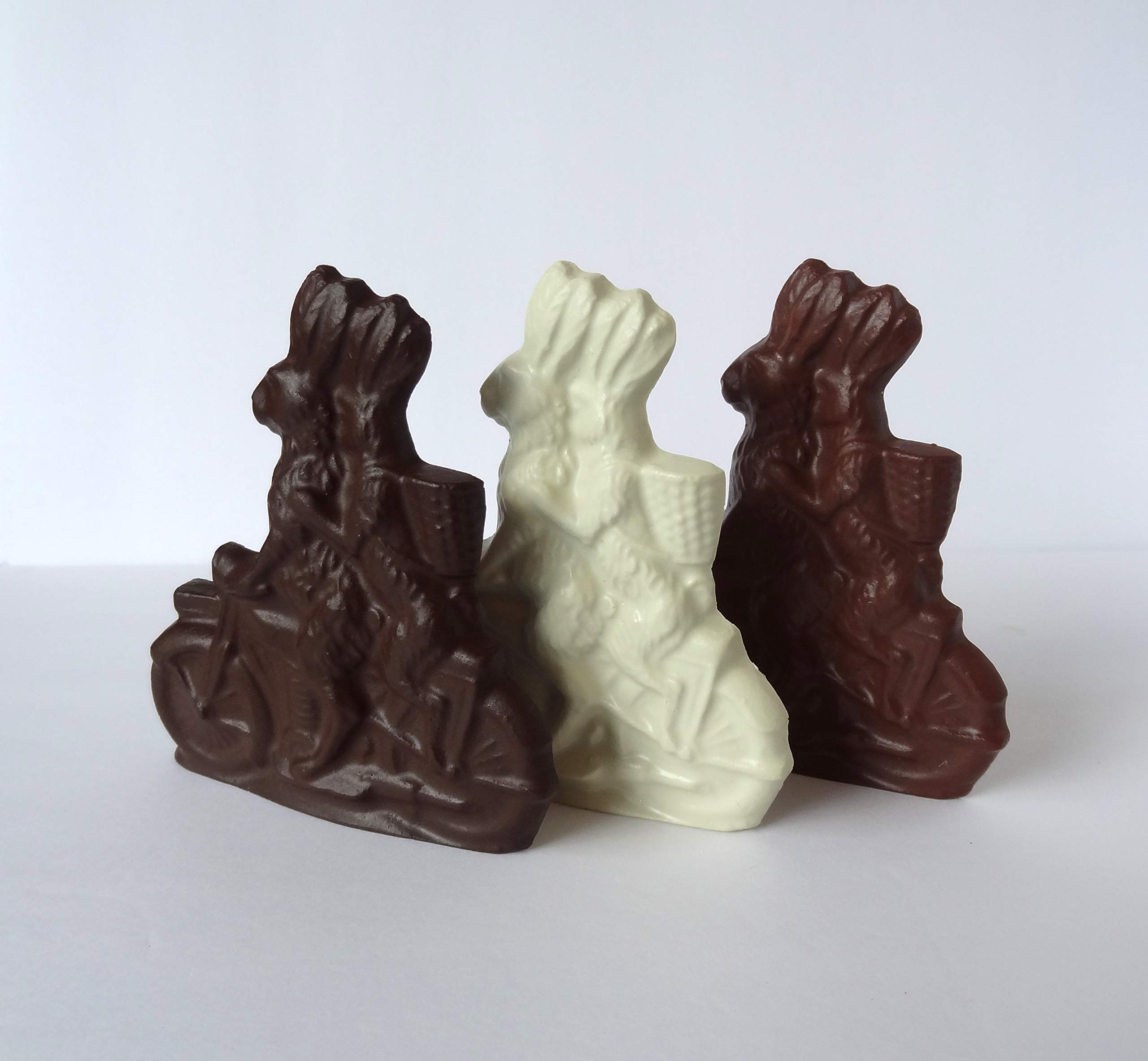 Handmade Faux Chocolate Rabbit Bunnies Couple on Bicycle - 4.5
