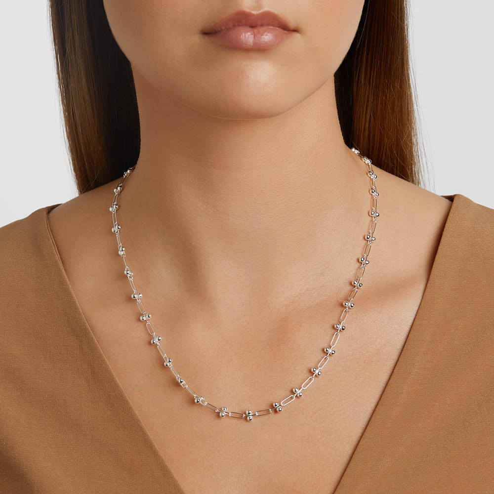 Elegant Silver Paperclip Chain Necklace - Dainty Layered Jewelry for Women, Perfect for Everyday Wear & Gift Giving