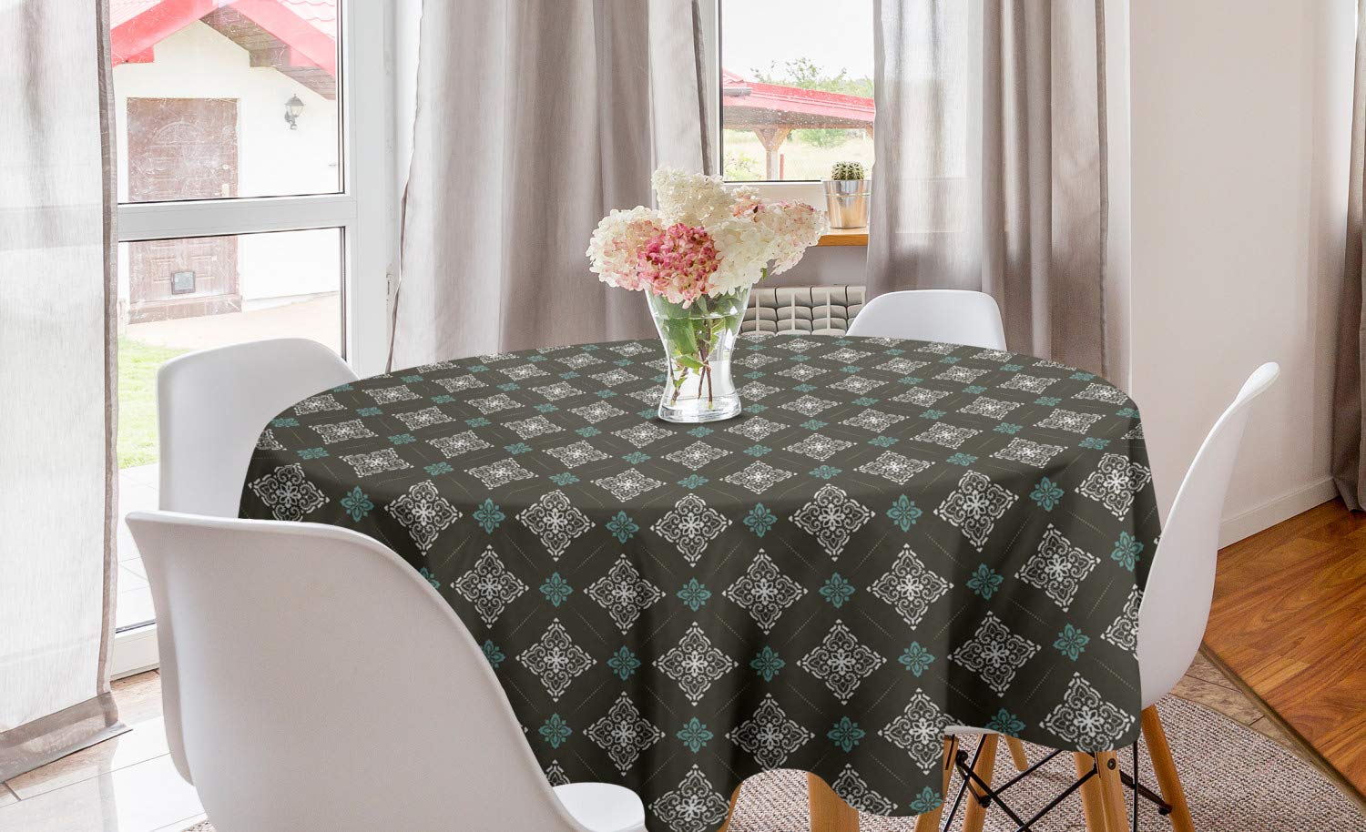Ambesonne Vintage Victorian Rococo Round Tablecloth - 60