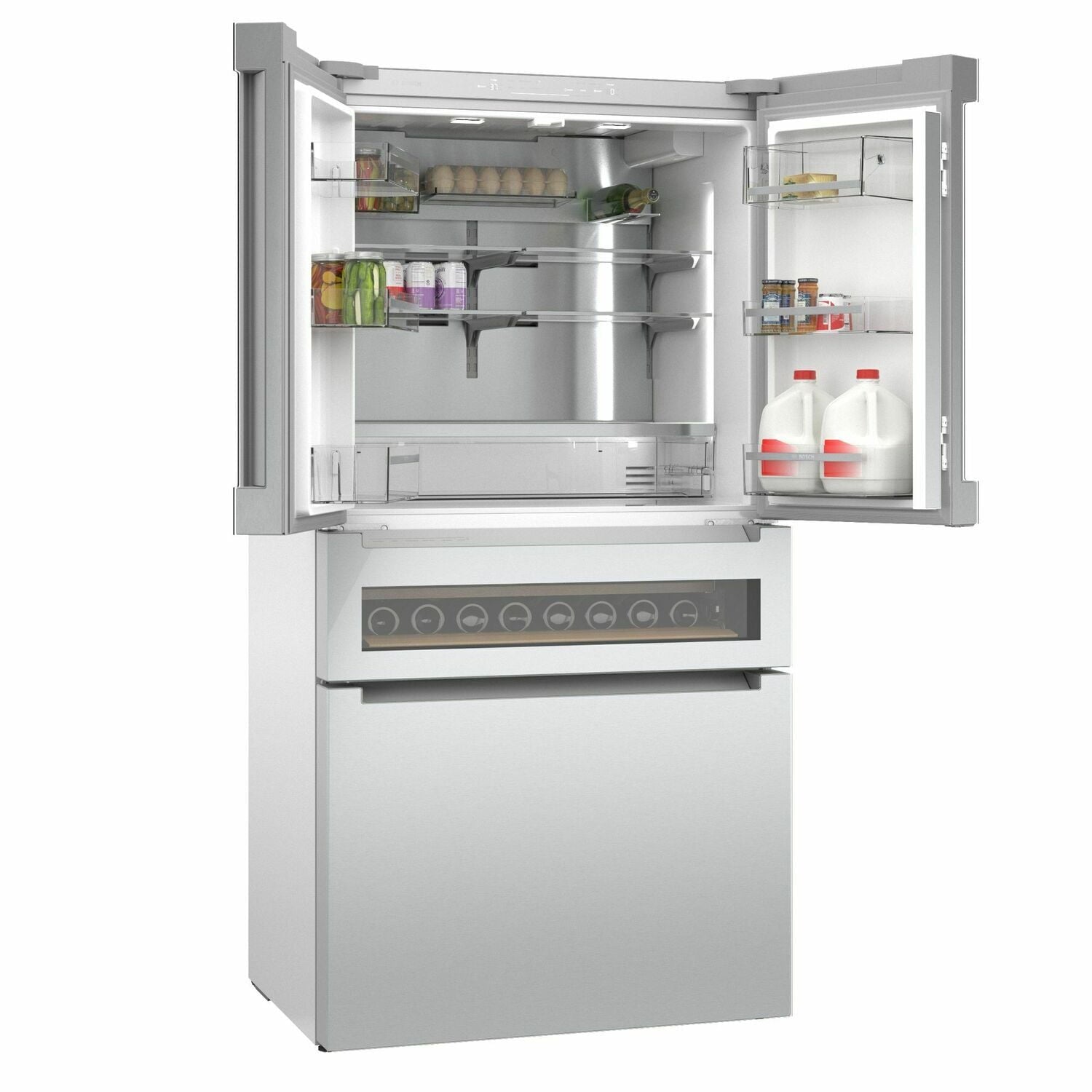 Bosch 800 Series 36 Inch French Door Bottom Mount Refrigerator - Stainless Steel, Easy Clean (B36CL81ENG) - Perfect for Modern Kitchens & Open-Concept Homes