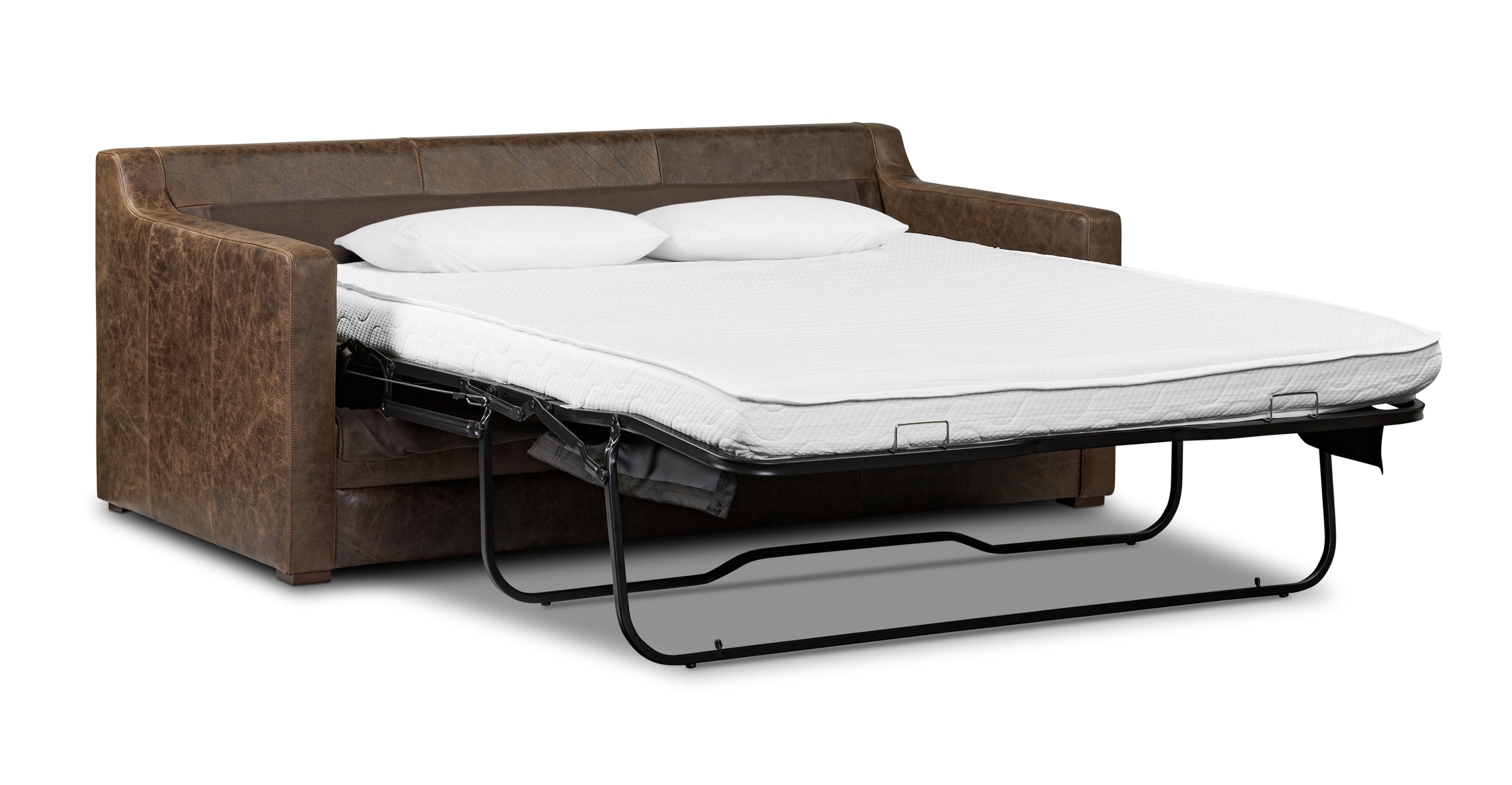 Sorrento Leather Convertible Sleeper Sofa with Pull-Out Bed - Modern Sectional Couch for Small Spaces, Living Room & Guest Room