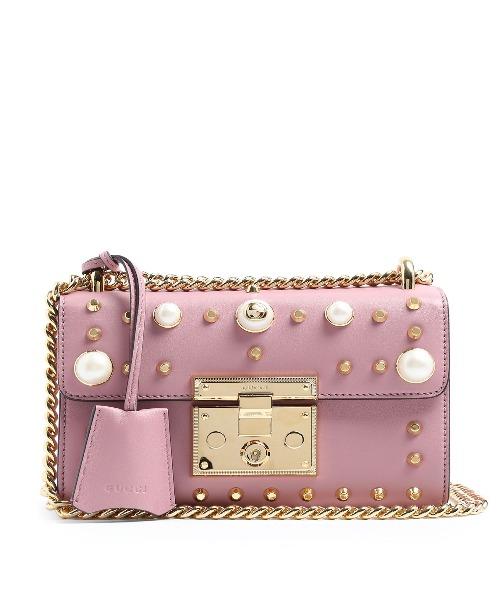Gucci Padlock Shoulder Bag for Women - Pink Leather Crossbody Purse with Pearl Accents | Perfect for Date Night, Parties & Special Occasions