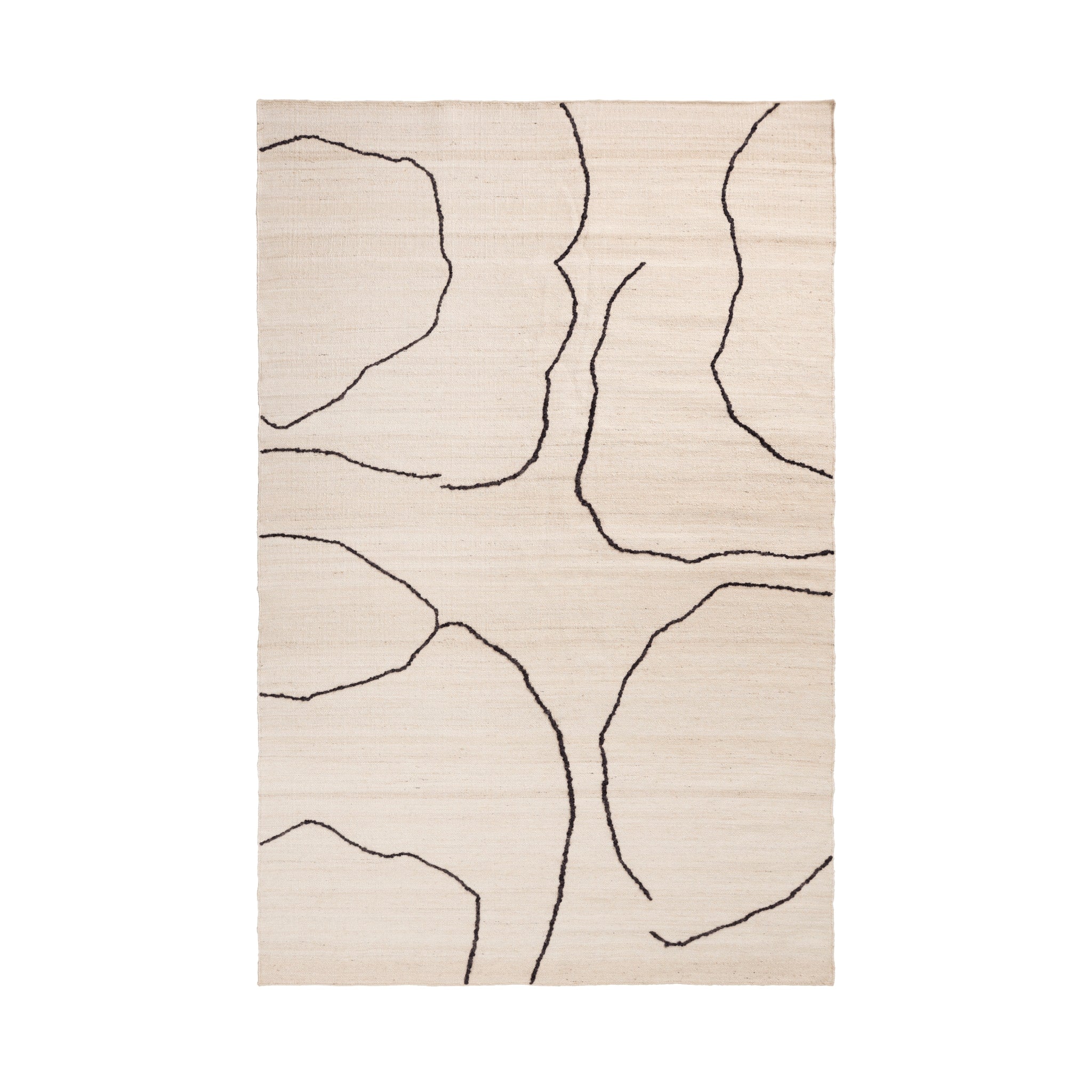 FERM LIVING Gesso Jute Rug 200x300cm - Natural Off White & Dark Fig Bohemian Style Area Rug for Living Room, Bedroom & Dining Room Decor