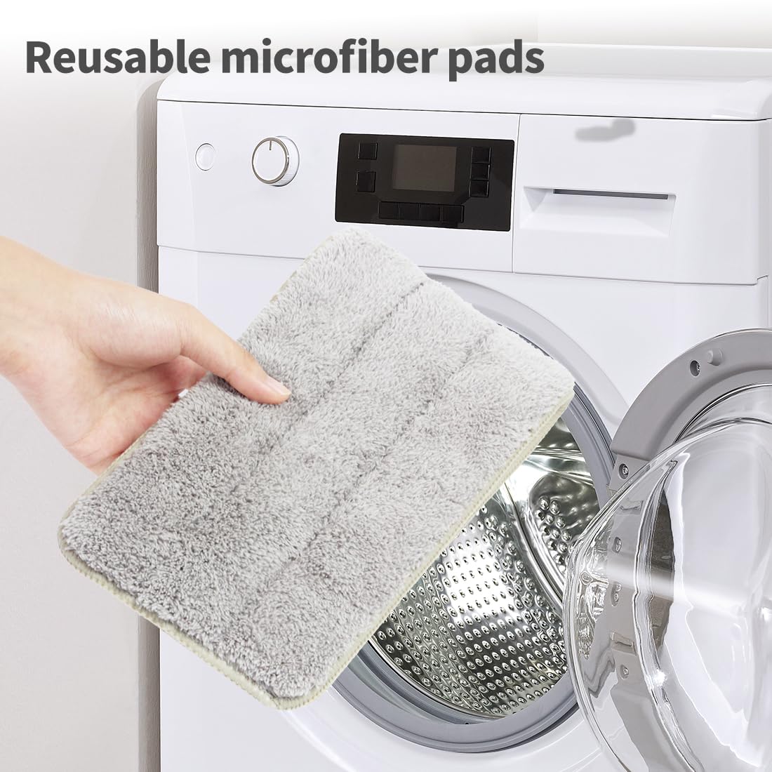 CQT Commercial Flat Microfiber Floor Mop Cleaning System - 24 Inch Wet Dry Dust Mop for Hardwood, Laminate & Tile Floors - Includes 4 Washable Pads & Stainless Steel Handle with Extension (PT14 Green) - Perfect for Homes, Offices & Commercial Spaces