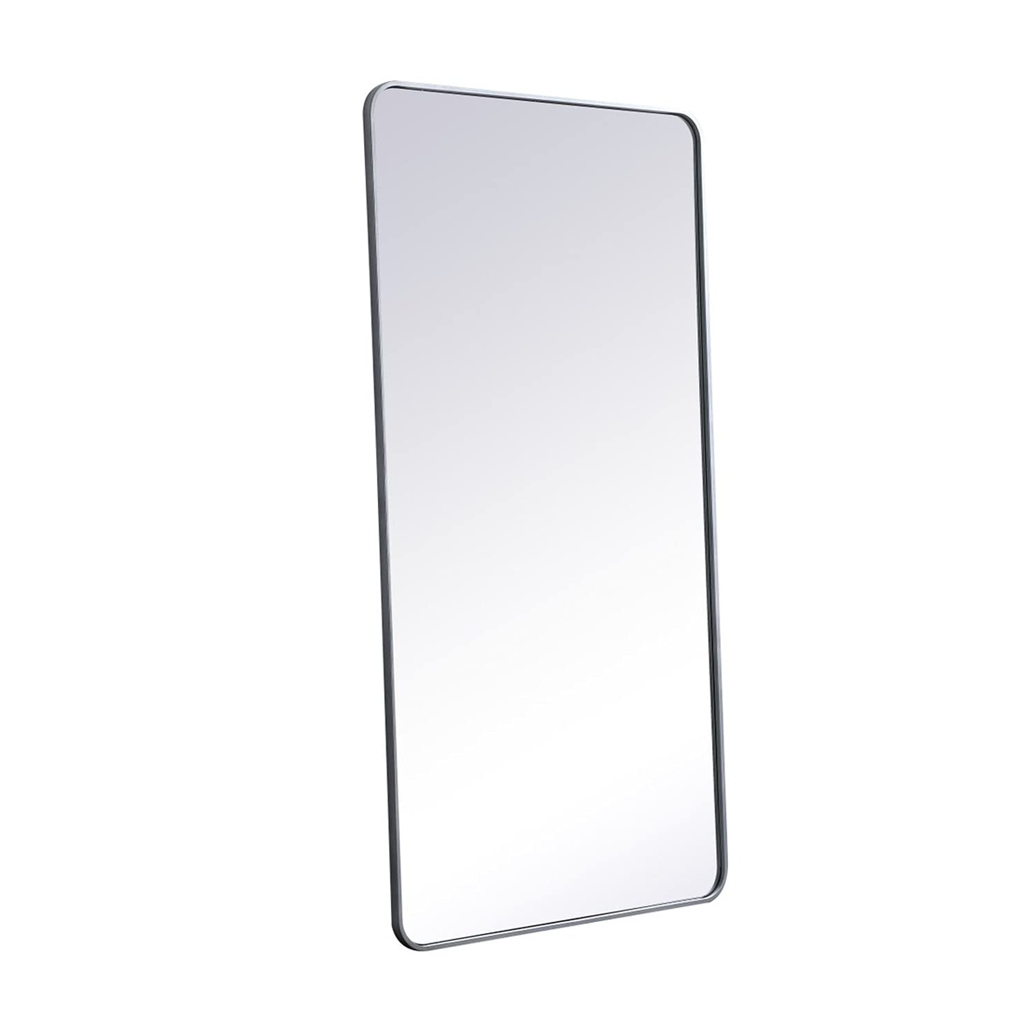 Silver 30x60 Soft Corner Metal Mirror - Elegant Decor for Bathroom & Bedroom