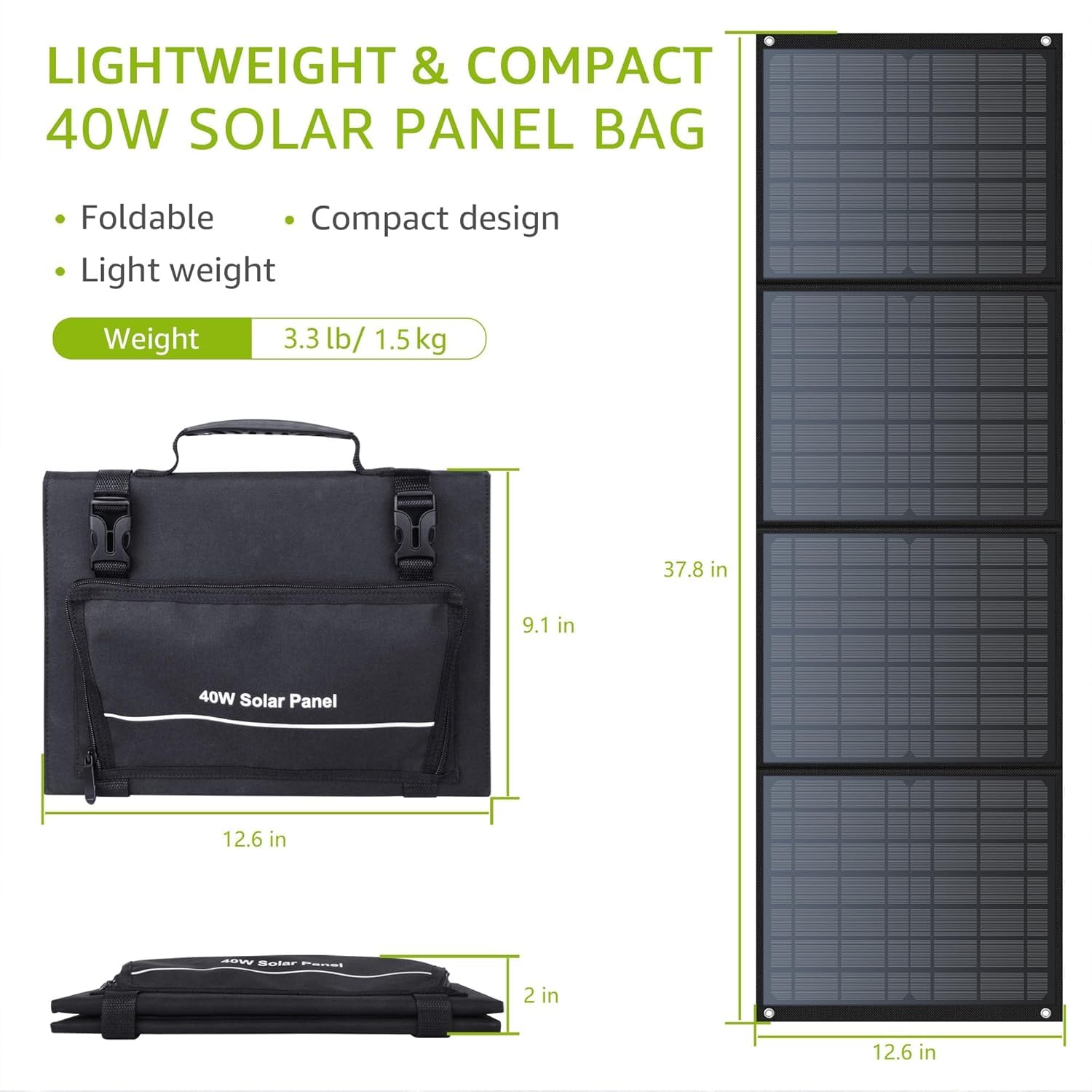 40W Foldable Solar Panel with QC3.0 USB & 12-15V DC Output - Portable Power for Phones, Laptops, Camping, RV & Off-Grid Use | 10 Connectors Included | EnginStar 40 Watt Solar Charger for Outdoor Adventures