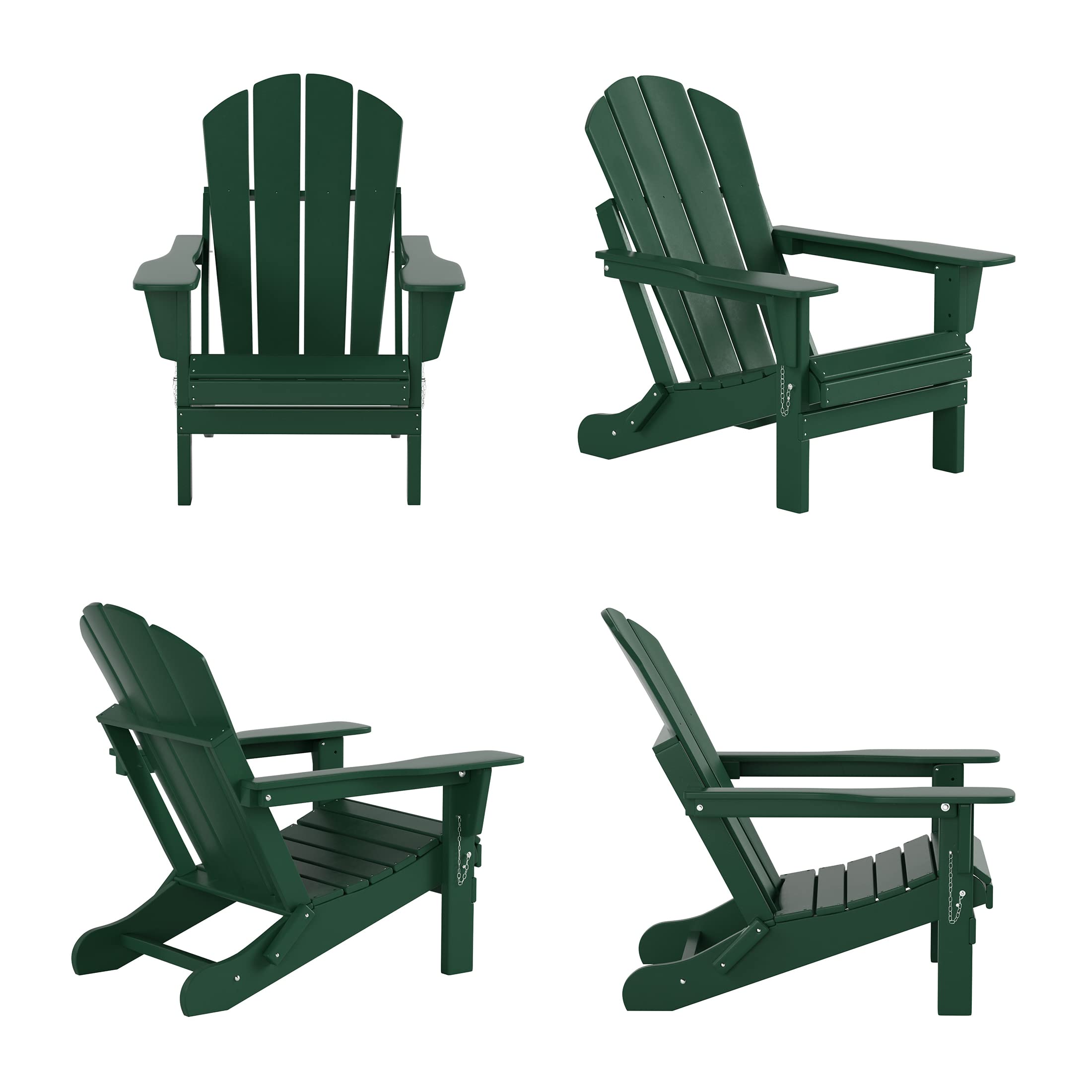 WestinTrends Malibu 2-Piece Outdoor Lounge Chair Set with Ottoman - All-Weather Poly Lumber Adirondack Chairs for Patio, Poolside, Garden, Backyard & Beach - Dark Green - Perfect for Relaxing in Sun or Shade