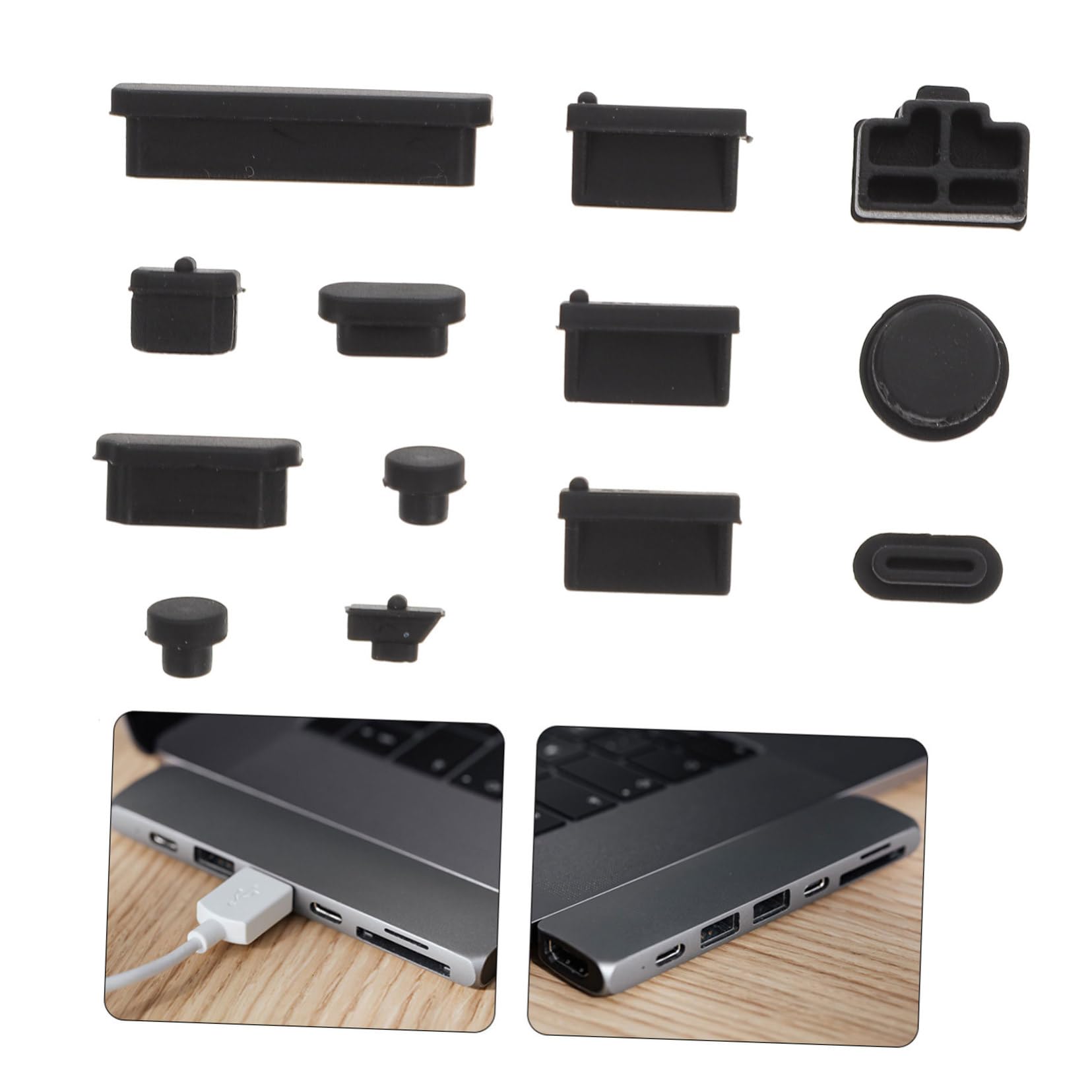 Veemoon Laptop Dust Plug Set - 12-Pack Silicone Port Covers for USB, HDMI, Audio Jack - Anti-Dust Protector for MacBook, PC, Desktop Computer - Perfect for Office, Home & Travel Use