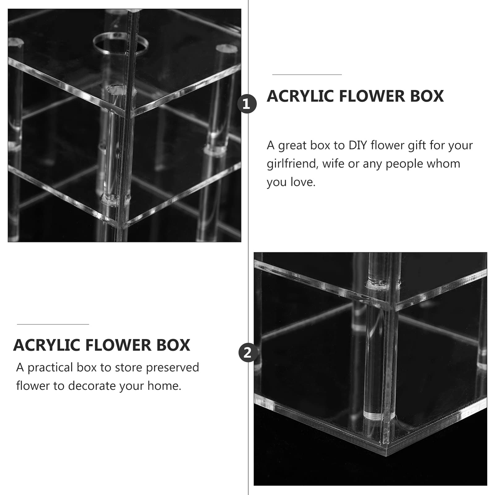 Hemoton Acrylic Flower Box for Desktop Decor & Gifts