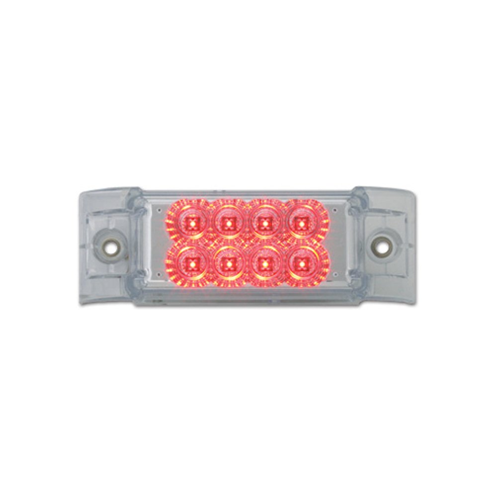Grand General 77663 Red Rectangular Spyder 8-LED Marker & Clearance Light with Clear Lens - Heavy Duty Truck, Trailer, RV Lighting for Enhanced Visibility & Safety