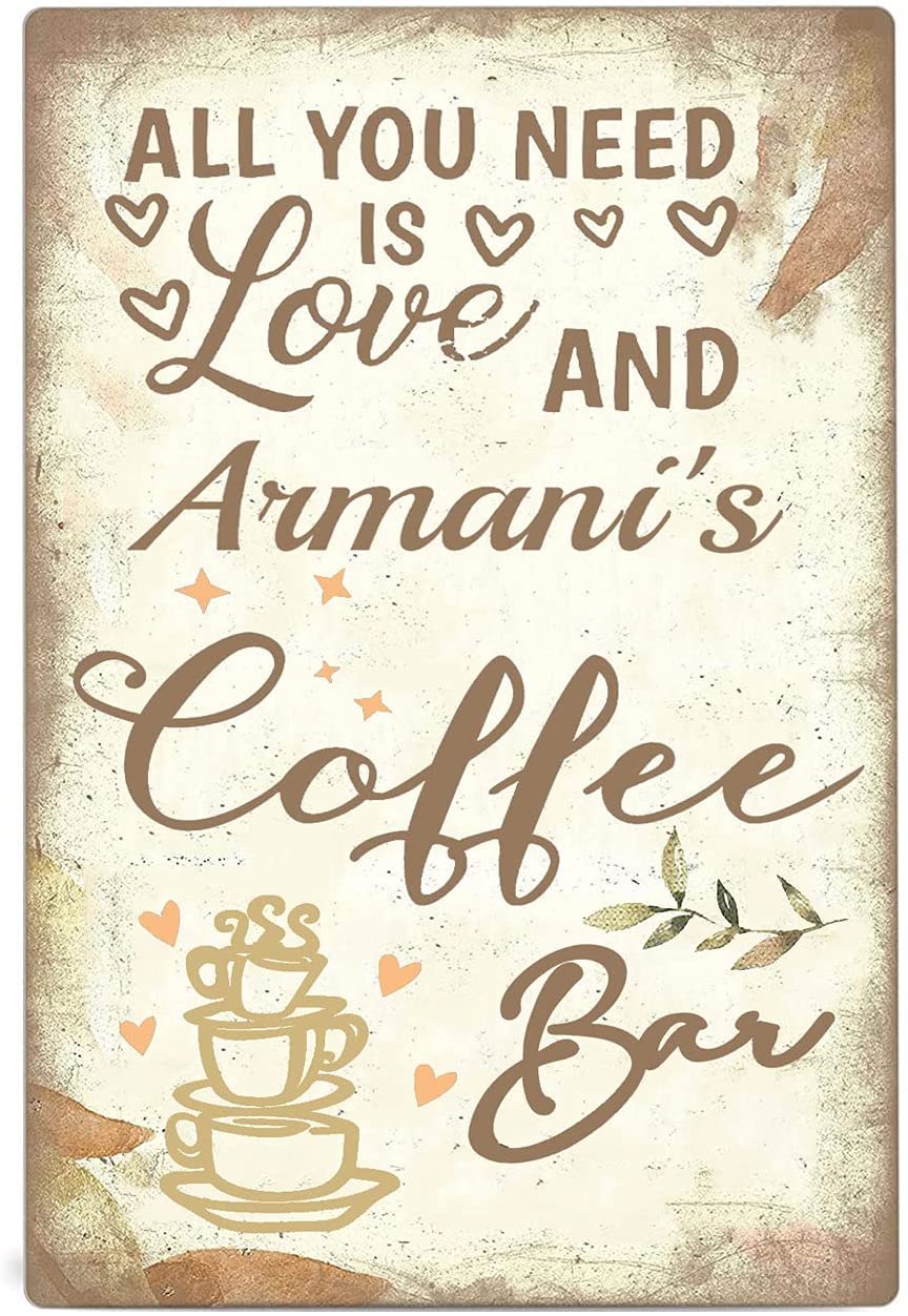 Personalized Coffee Signs - Funny Coffee Quotes Wall Decor for Coffee Bar, Kitchen & Pub - Vintage Retro Style - Perfect for Coffee Station, Home & Shop Decor