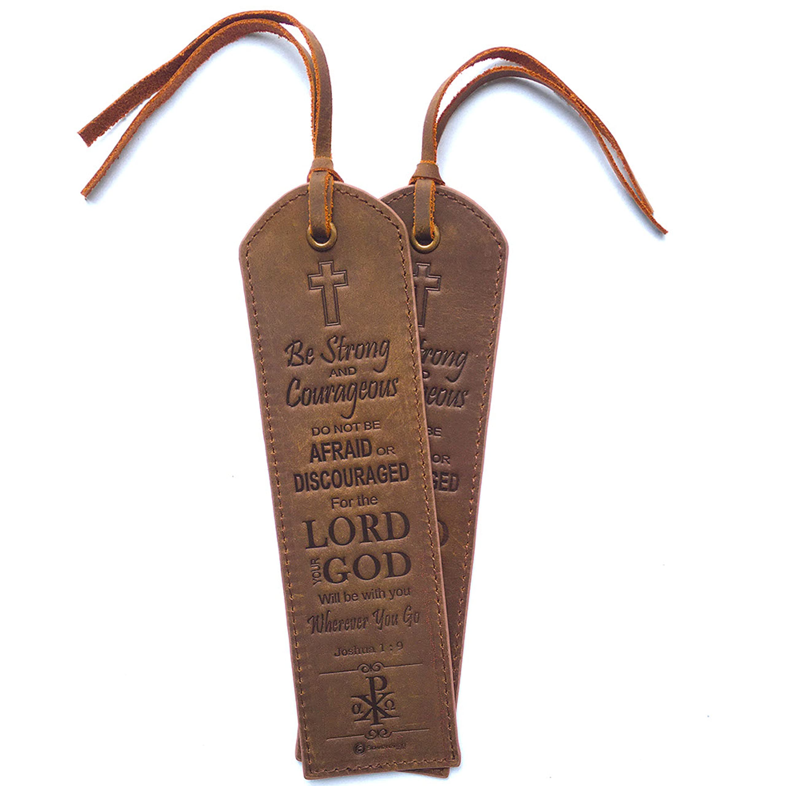 Leather Bible Bookmarks with Inspirational Verse - Religious Gift for Readers | Joshua 1:9 | Perfect for Bible Study & Gifting