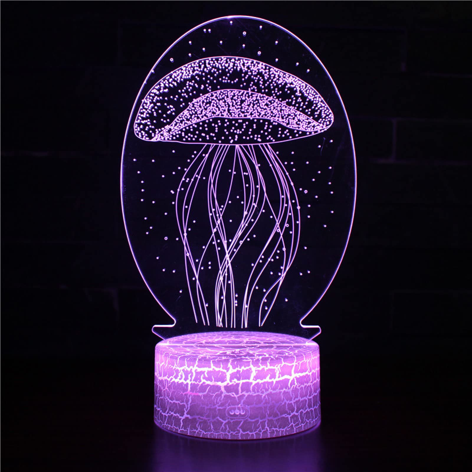 3D Optical Illusion Jellyfish Night Light - Kids Birthday Gift, Creative Table Lamp with Stereo Vision & Colorful LED Effects for Bedroom, Nursery, Party Decor - Touch Control Beech Wood Base