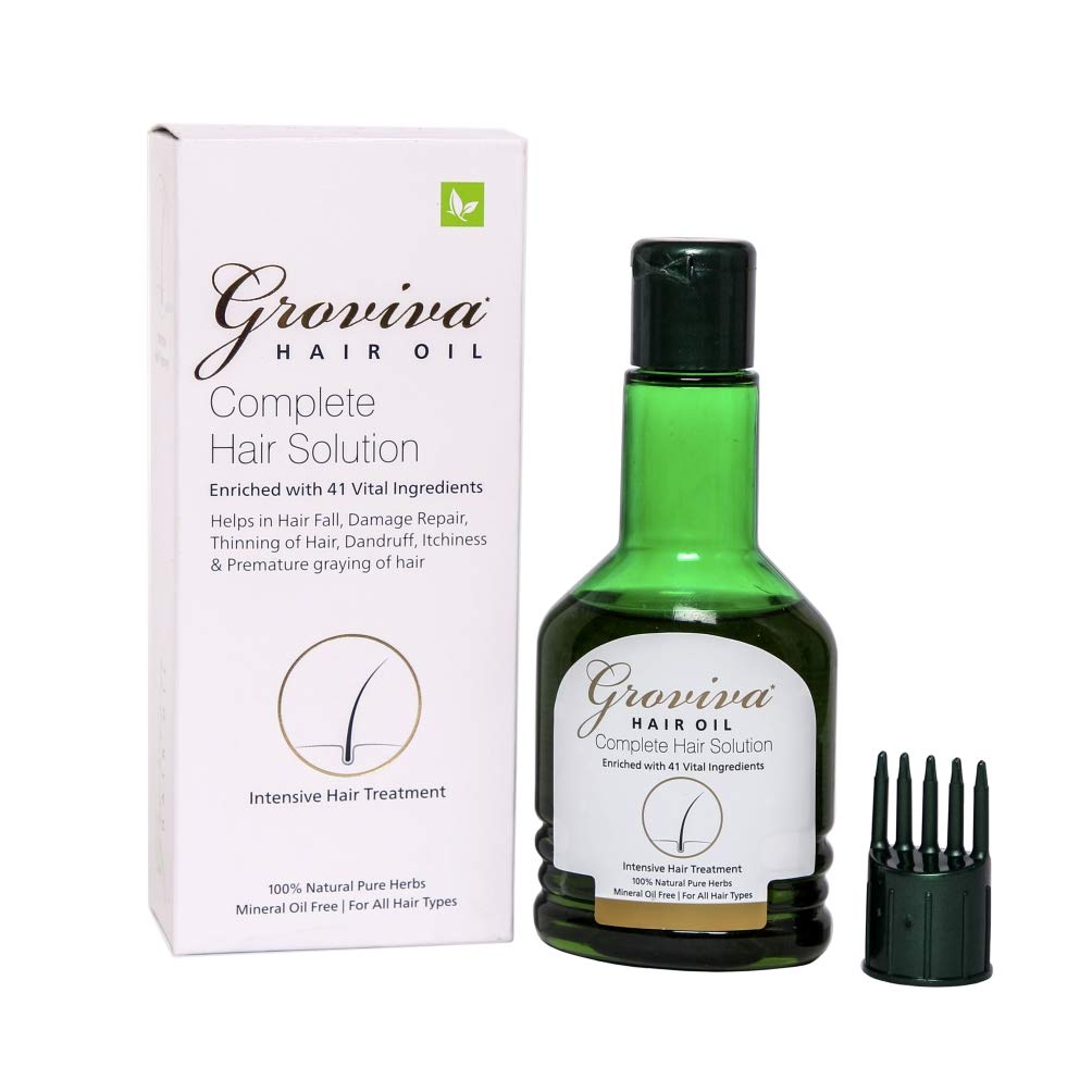 Groviva Hair Growth Oil 100ml - Natural Hair Treatment for Hair Loss, Dandruff & Thicker Hair | Nourishing Scalp Care with Argan & Coconut Oils | Perfect for Daily Hair Care Routine & Styling (1 Pack)