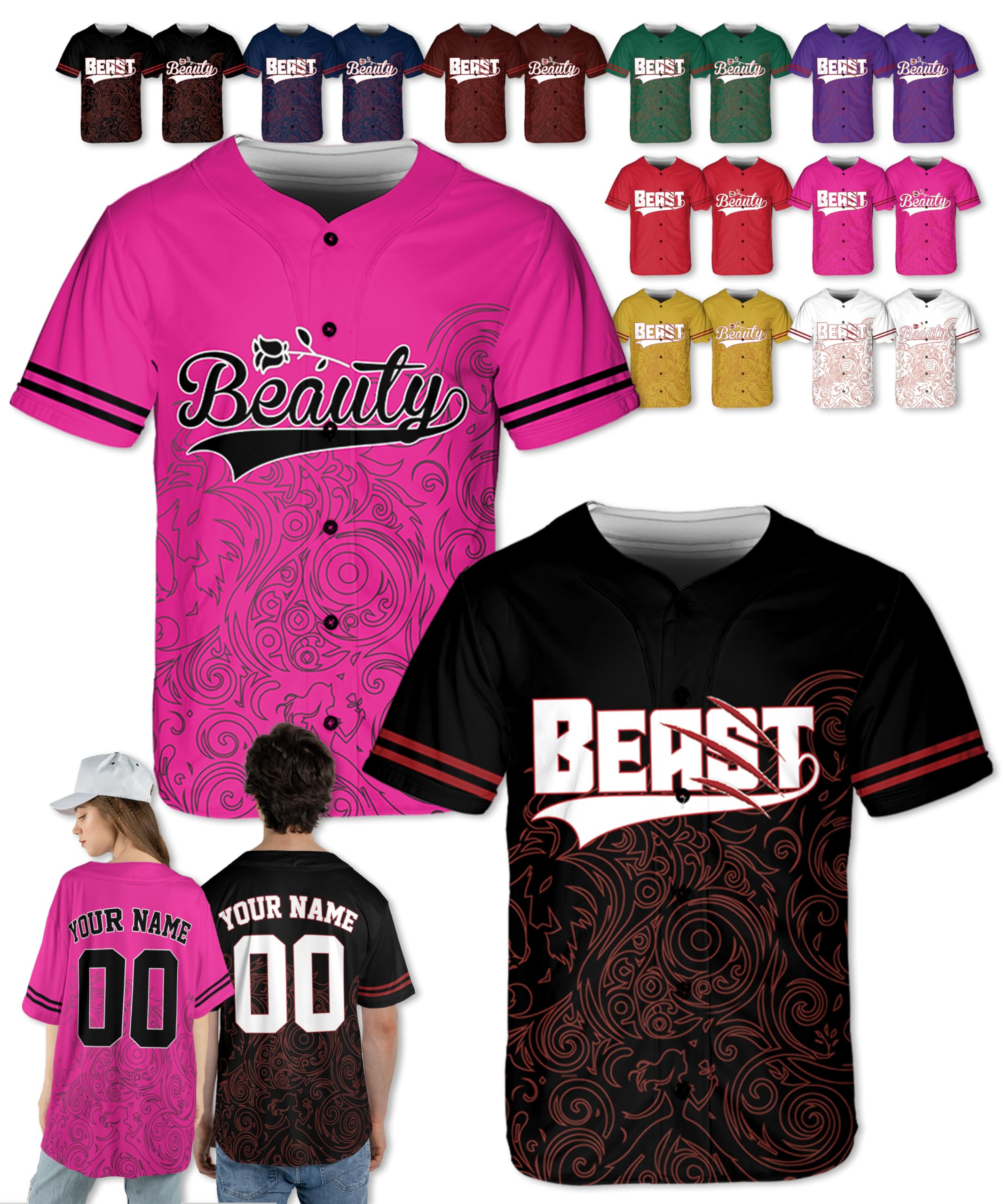 Custom King & Queen Matching Couple Shirts - Personalized Unisex Set for Couples & Anniversaries