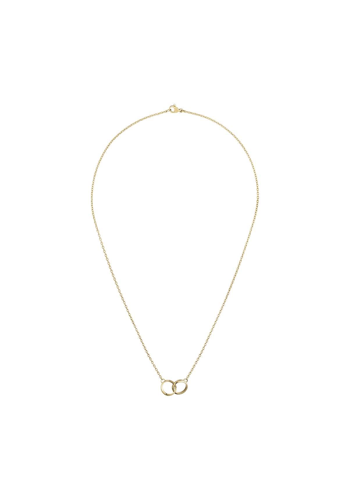 Daniel Wellington Elan Unity Gold Pendant Necklace - 316L Stainless Steel Interlocking Double Circle Ring Necklace for Women & Men, PVD Gold Plated, 44cm Chain, Elegant Unisex Jewelry Gift for Anniversary, Valentine's Day & Special Occasions