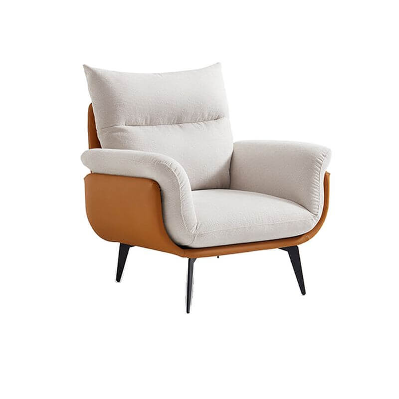 Minimalist White Armchair with Tufted Back & Button Details - Removable Slipcover & Cushions - Modern Living Room, Bedroom, or Office Seating Furniture for Home Decor
