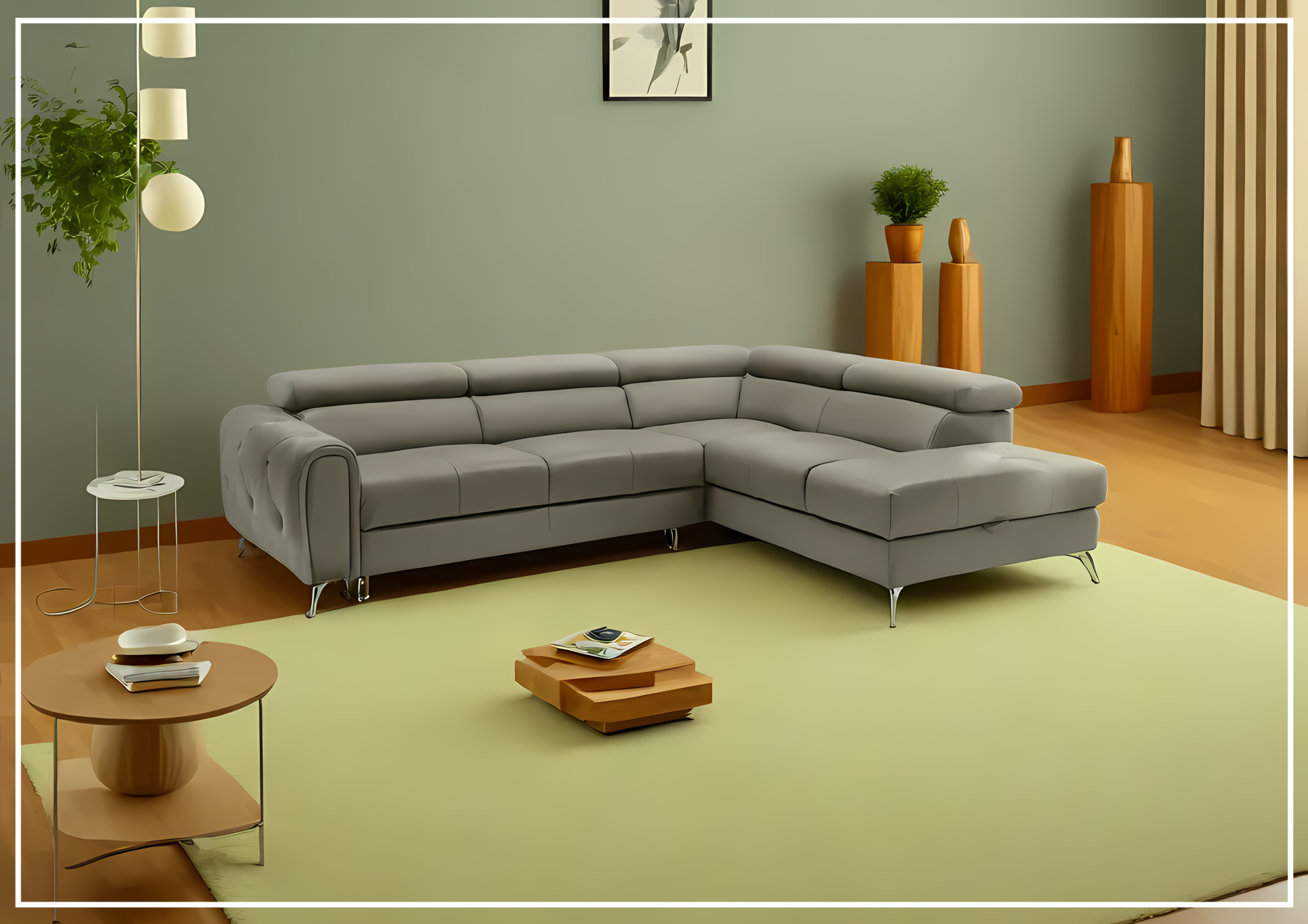 Gio Italia Camelia Sectional Sofa with Pull-Out Bed & Storage | Modern L-Shaped Couch for Small Spaces | Perfect for Apartments, Living Rooms & Guest Rooms