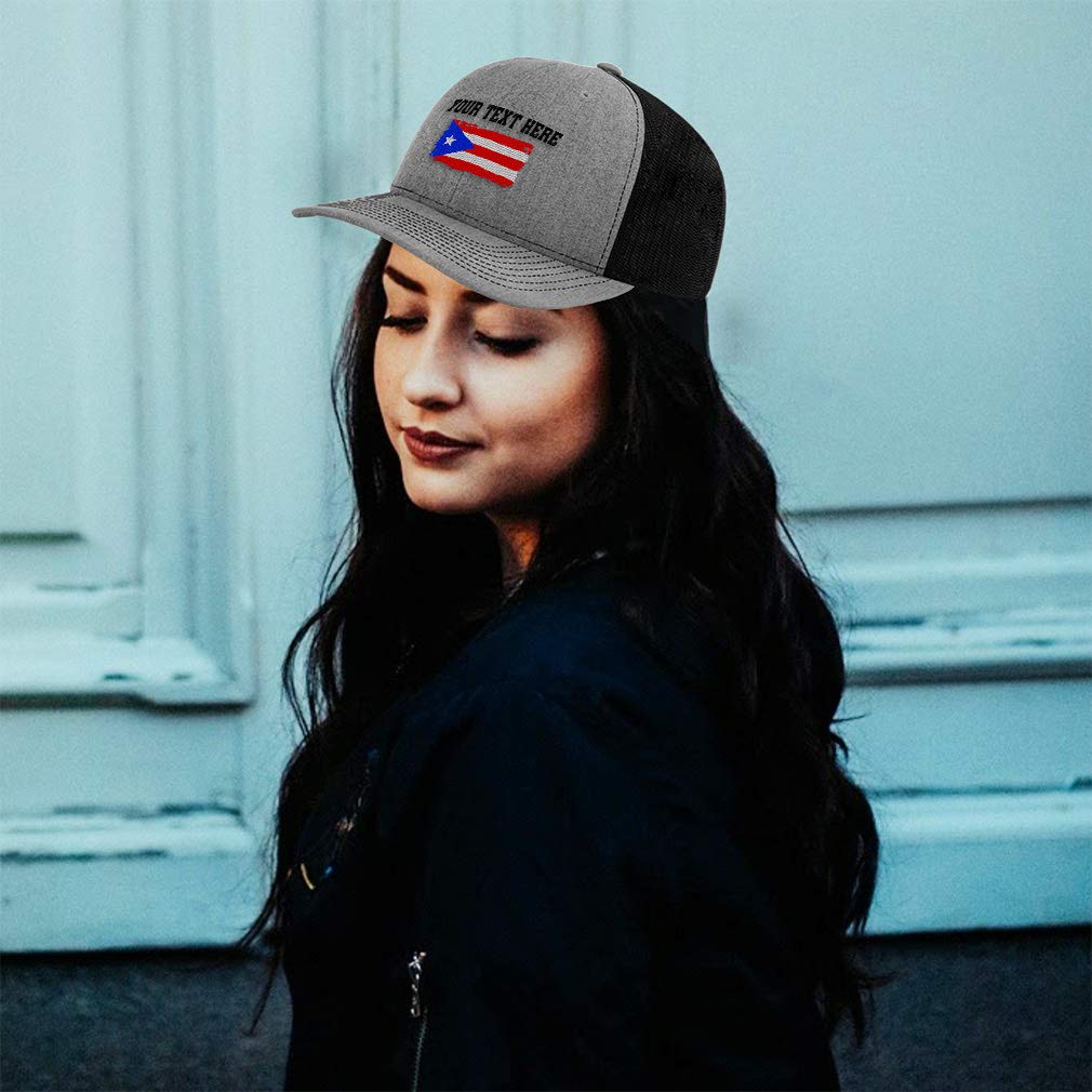 Custom Richardson Trucker Hat with Puerto Rico Flag Embroidery - Adjustable Polyester Baseball Cap for Men & Women - Perfect for Outdoor Activities, Sports, and Casual Wear
