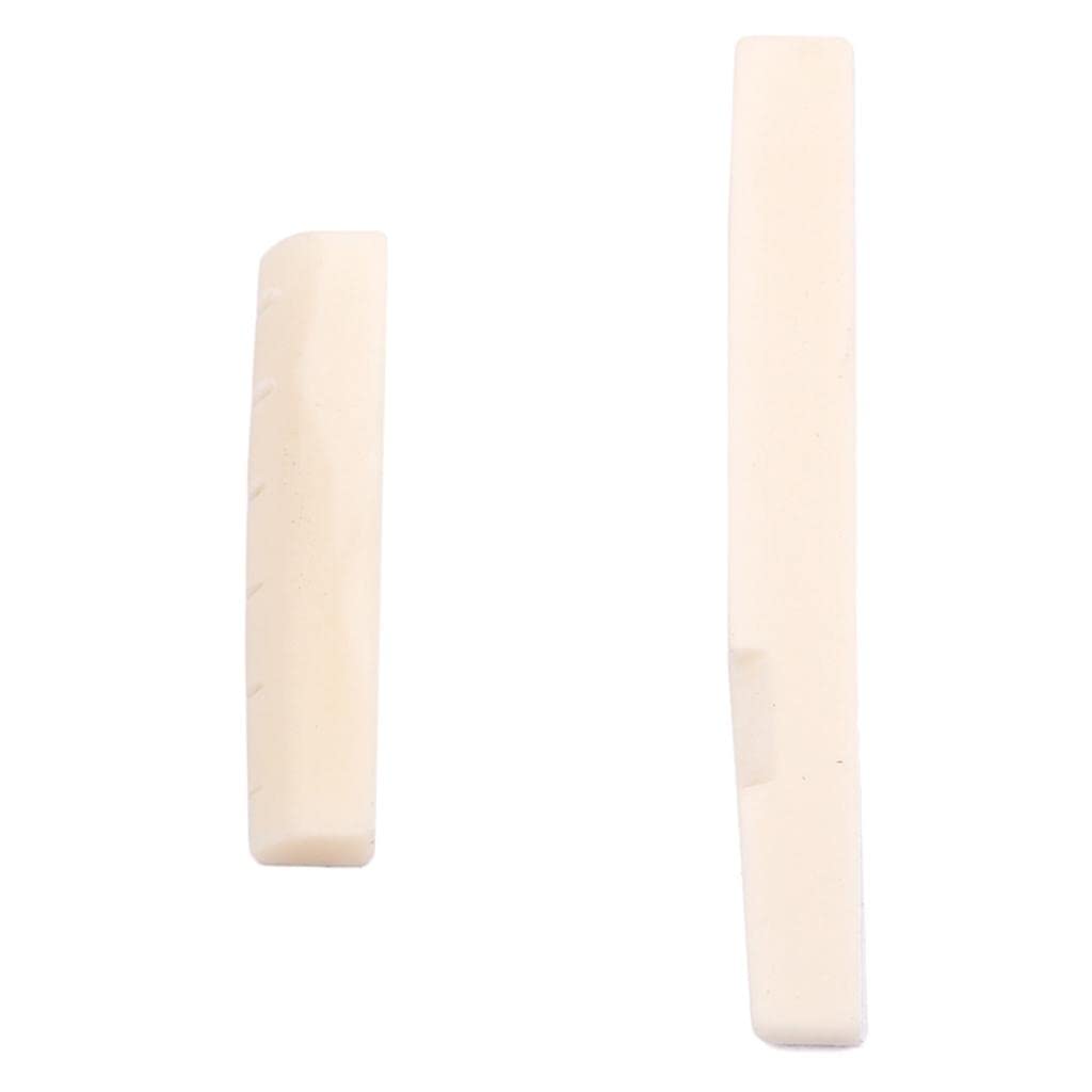Simhoa Classic Bridge Saddle & Slotted Nut for 6-String Acoustic Guitars - Perfect for Guitar Repair, Setup and Maintenance
