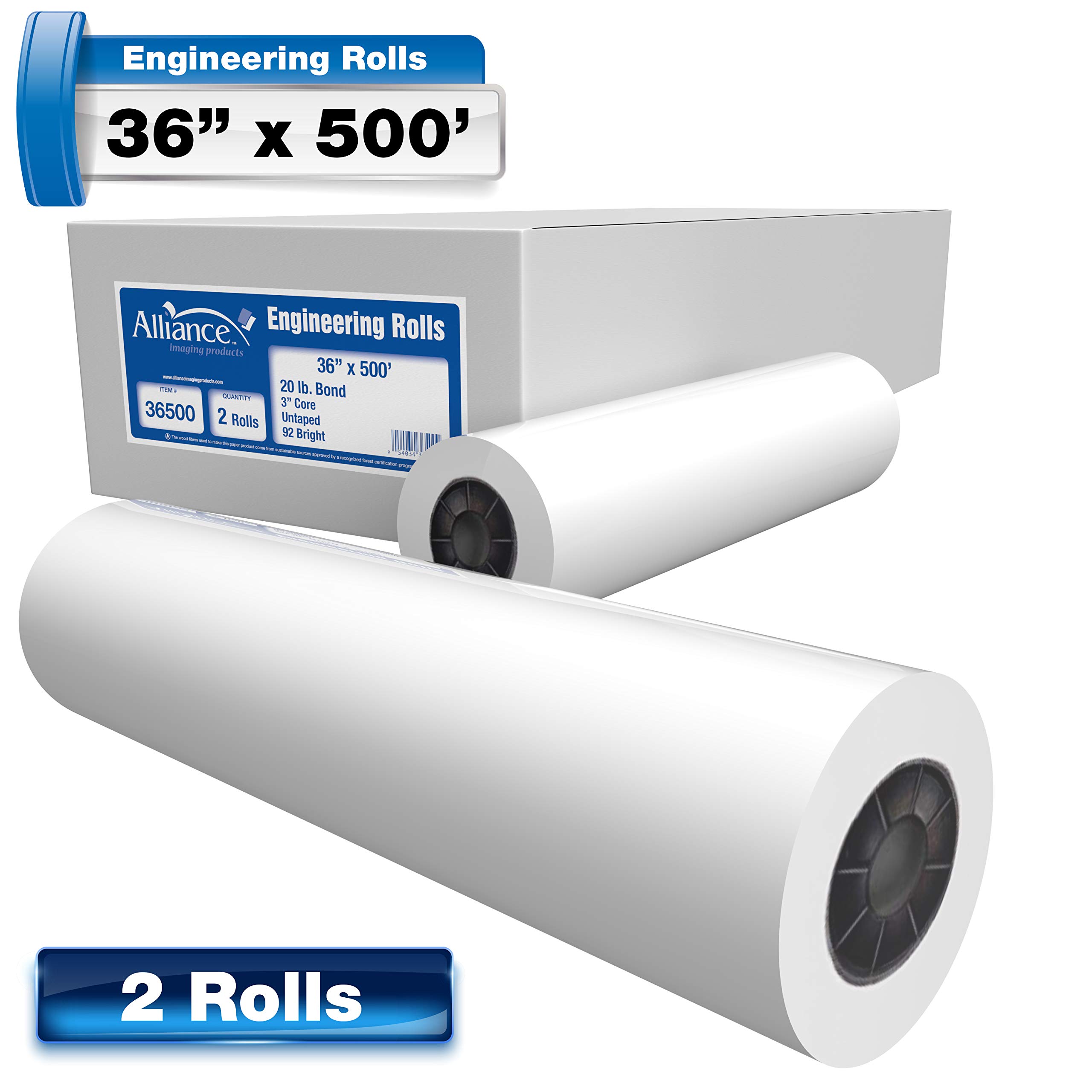 Alliance Wide Format Bond Engineering Paper Rolls - 36