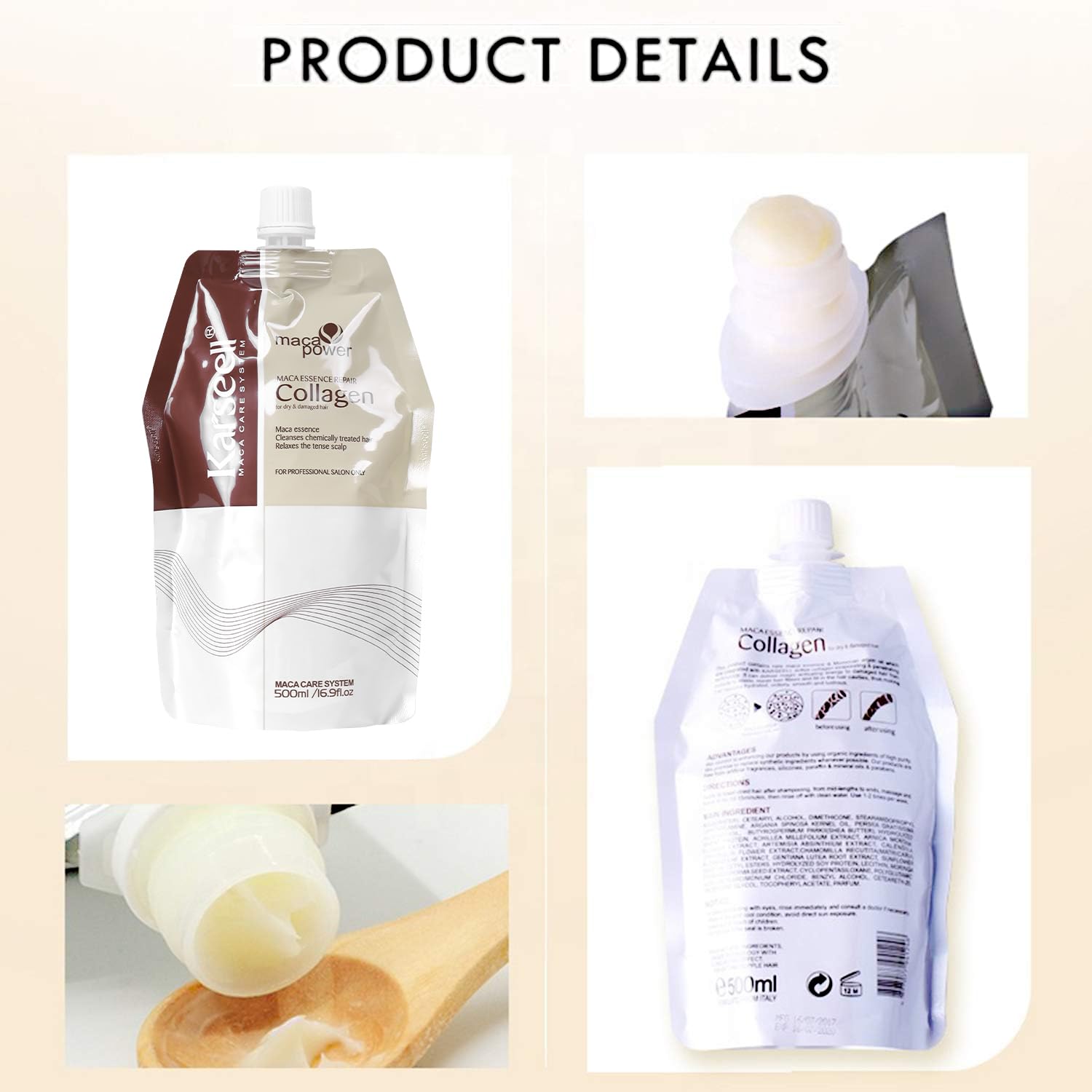 Karseell Collagen Hair Treatment 16.9 Oz (500ml) - Deep Repair Conditioner with Argan Oil & Keratin for Dry, Damaged, Curly, Bleached & All Hair Types - Salon-Quality Hair Mask for Hydration & Shine at Home