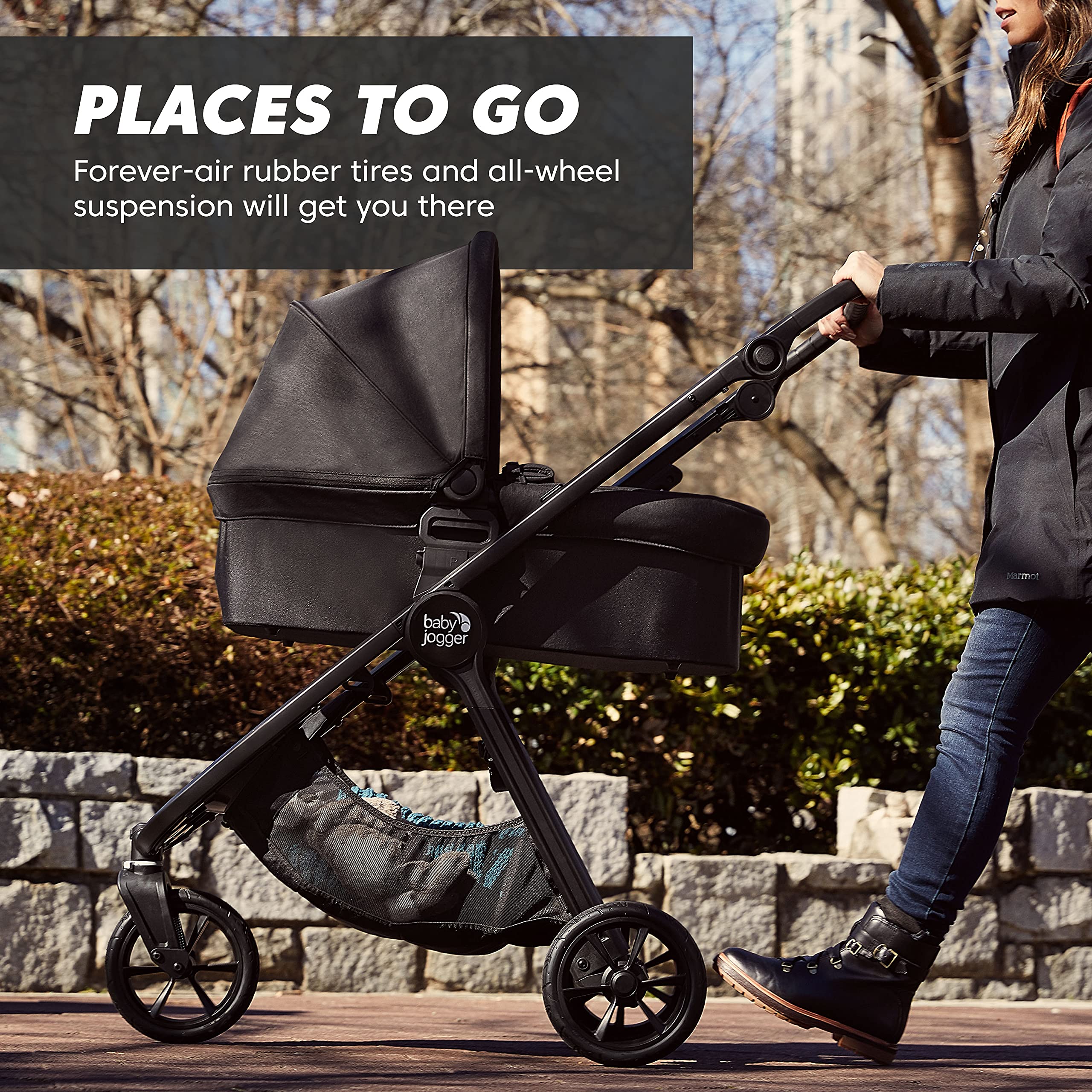 Baby Jogger City Mini GT2 All-Terrain Stroller - Lightweight Compact Travel Stroller with Adjustable Handlebar, Hand Brake & Car Seat Adapter | Perfect for City Walks, Jogging & Outdoor Adventures (Black)