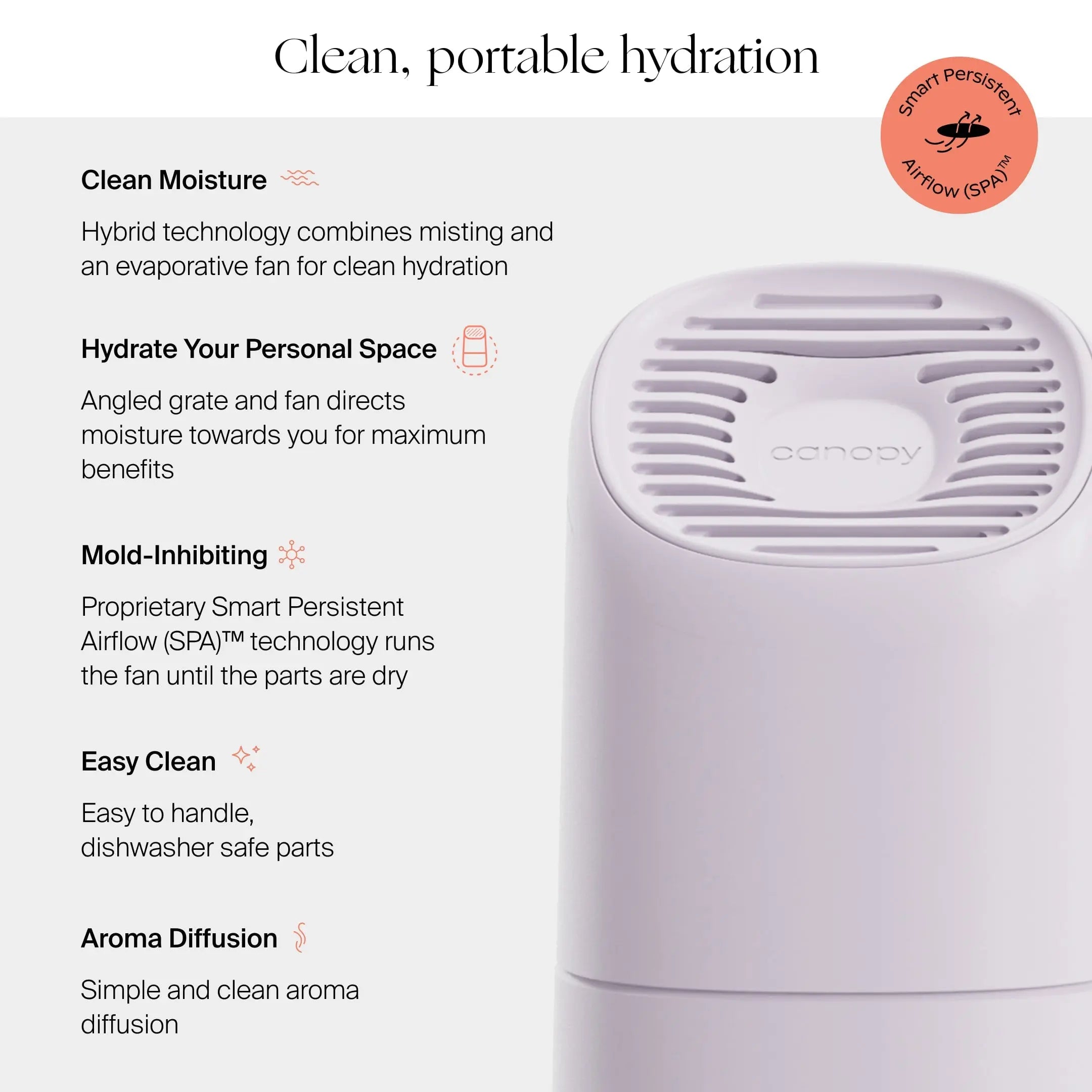 Portable Humidifier for Home & Office - Quiet Ultrasonic Cool Mist Air Moisturizer - Perfect for Bedroom, Nursery, Travel & Dry Climate Relief