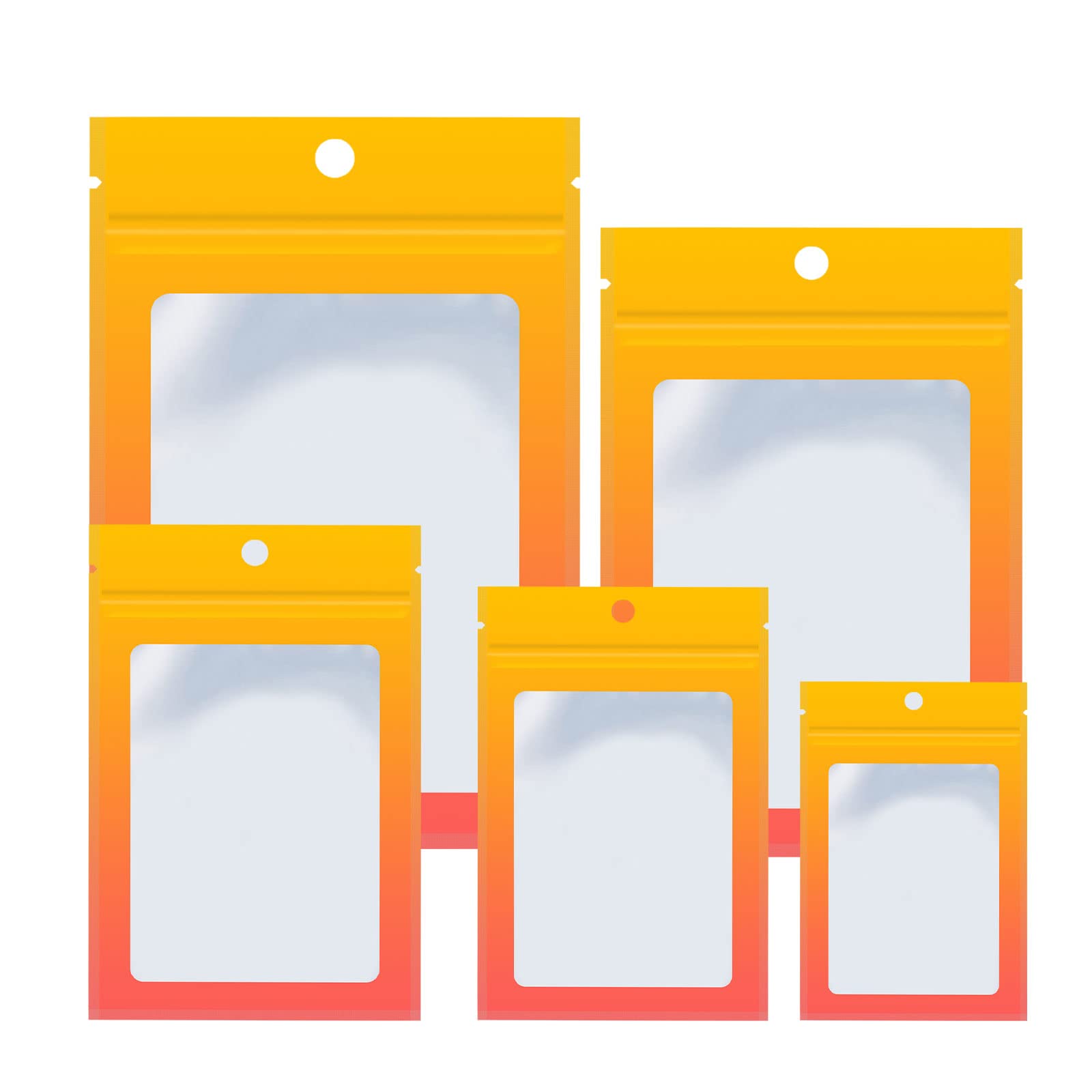 100pcs Holographic Mylar Zipper Bags with Resealable Slider - 5 Sizes for Food Storage, Freezer Safe & Airtight Containers | Perfect for Snacks, Coffee, Tea, Herbs & Home Organization | Reusable Packaging Bags for Retail & Wholesale